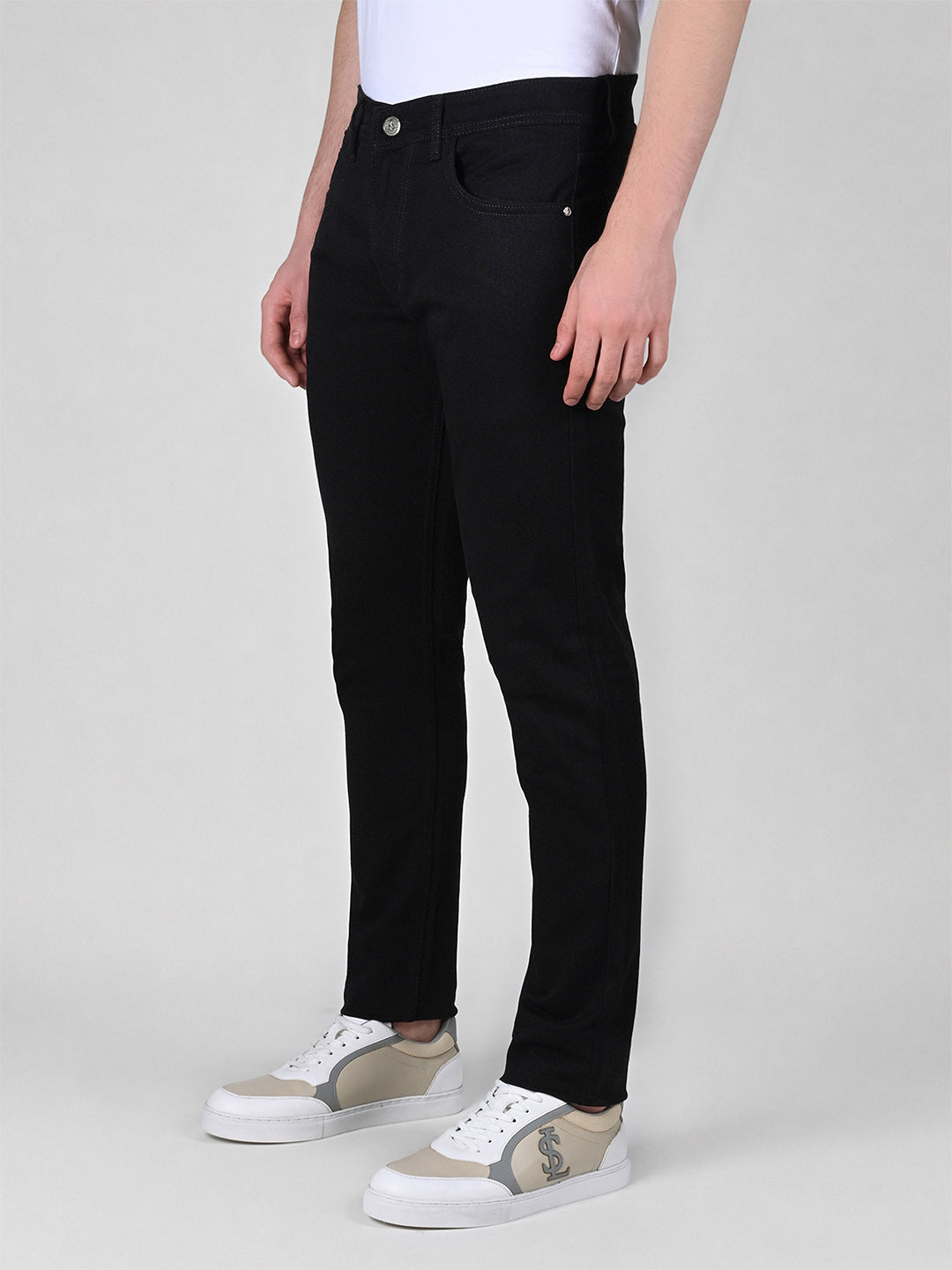 Signature Men's Black Slim Fit Mid Rise Jeans