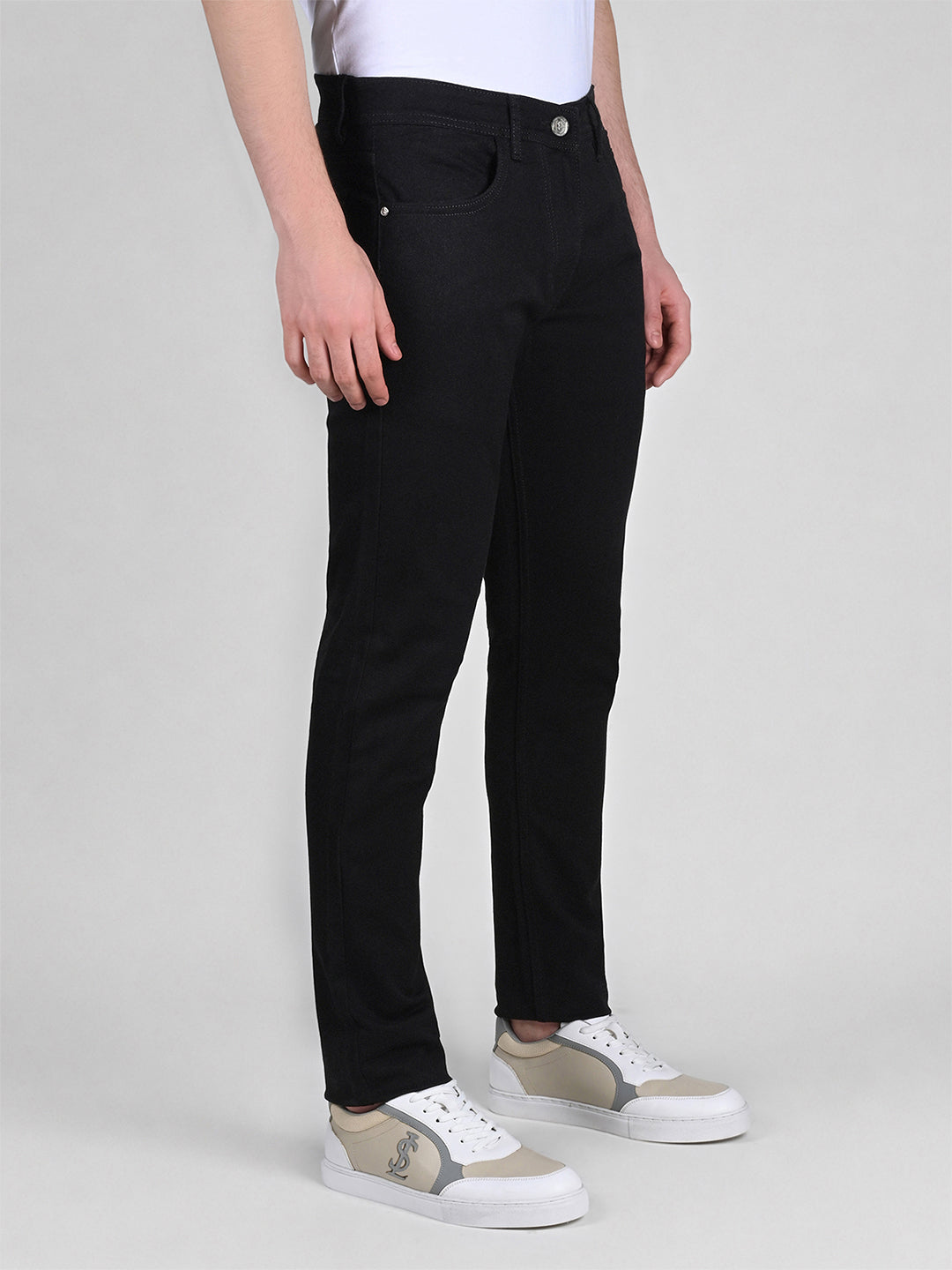 Signature Men's Black Slim Fit Mid Rise Jeans