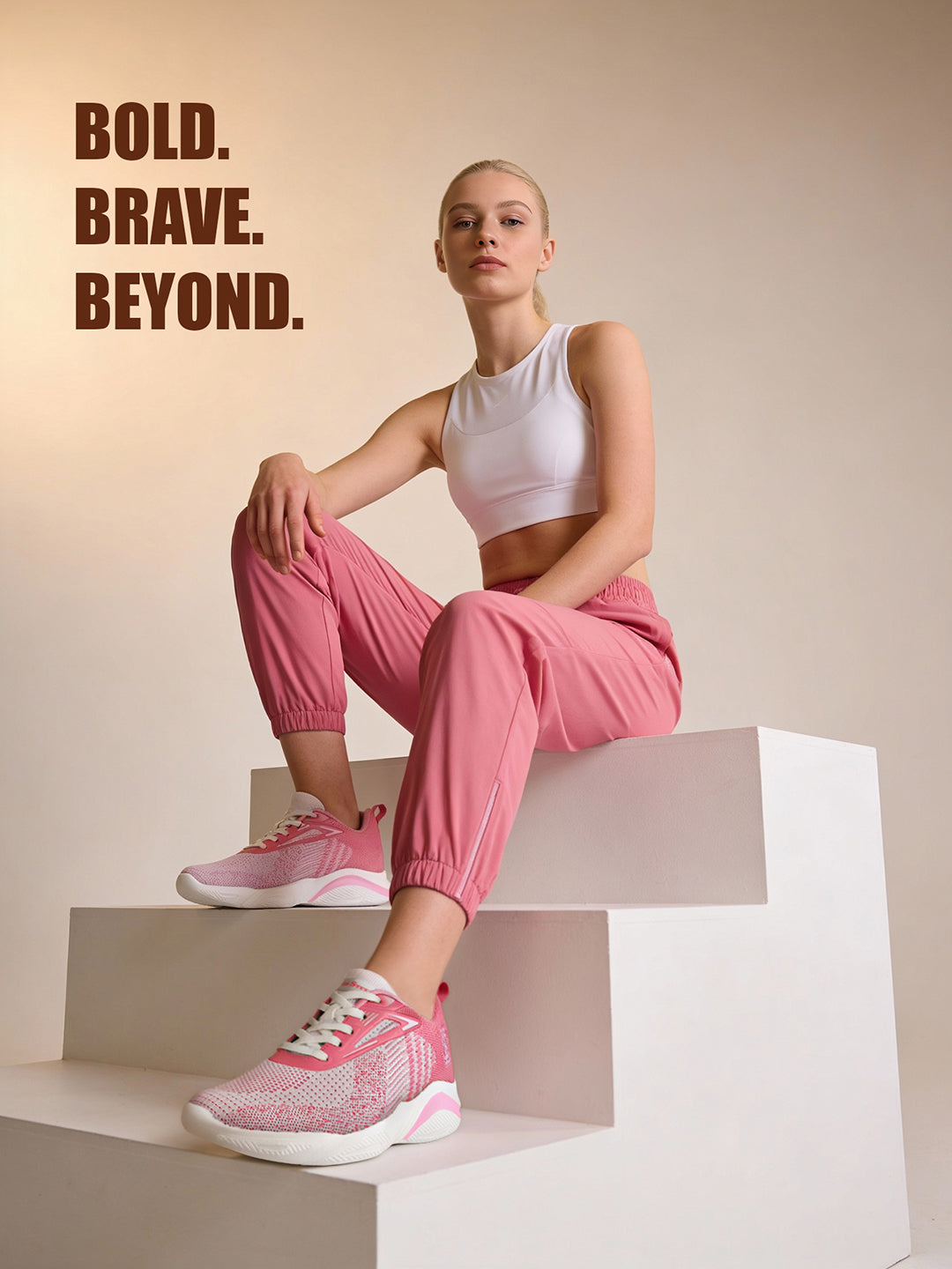 Women's Blush Pink Lightweight Athleisure Flyknit Sport Shoes