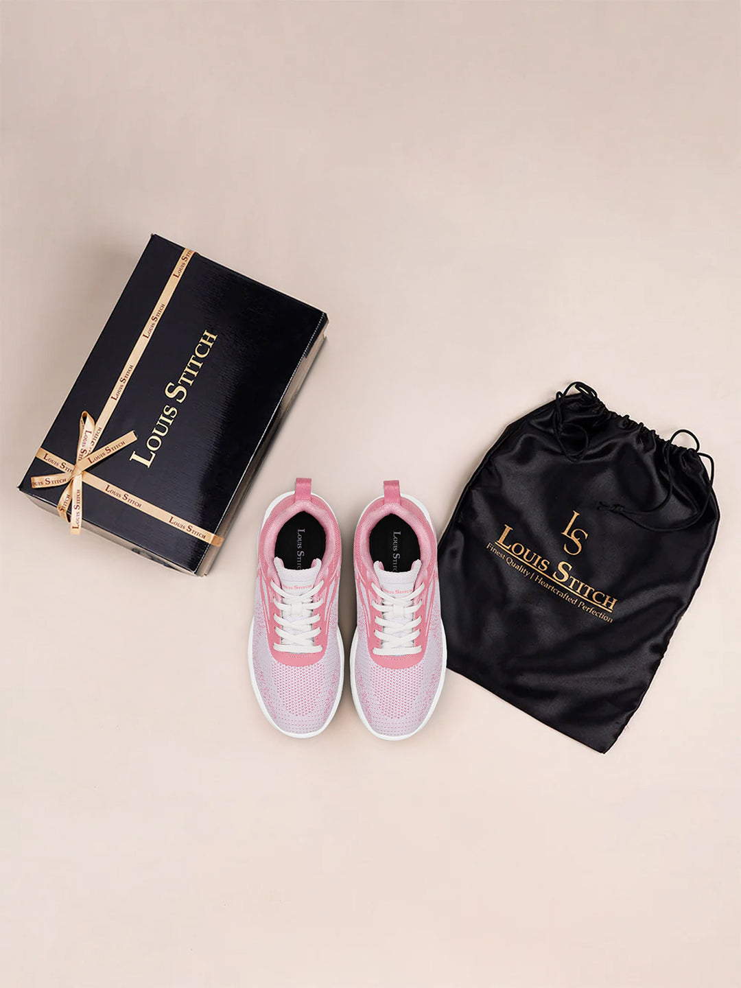 Women's Blush Pink Lightweight Athleisure Flyknit Sport Shoes