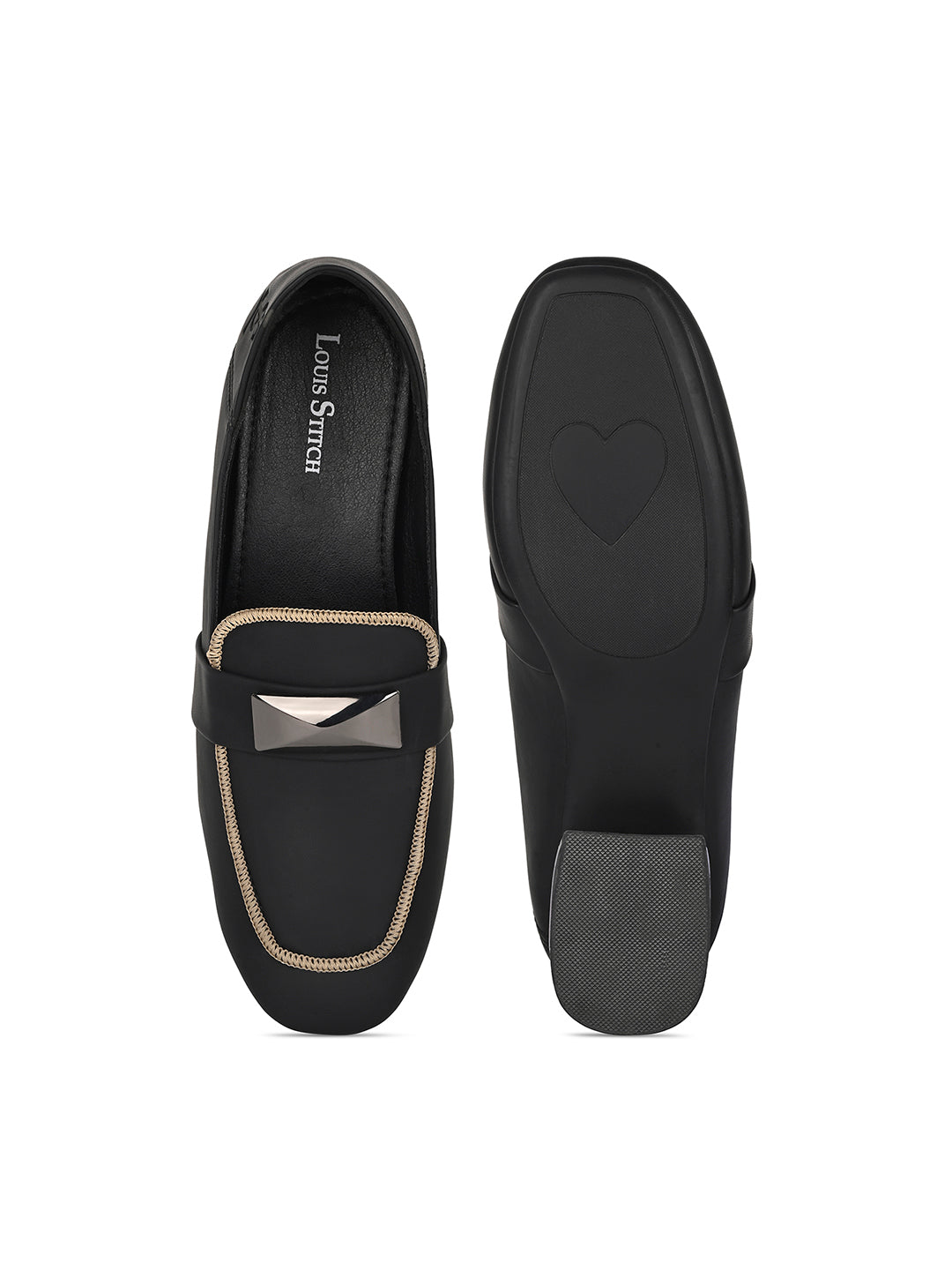 Women’s Black Elegant Wedge Heel Slip-On Moccasins