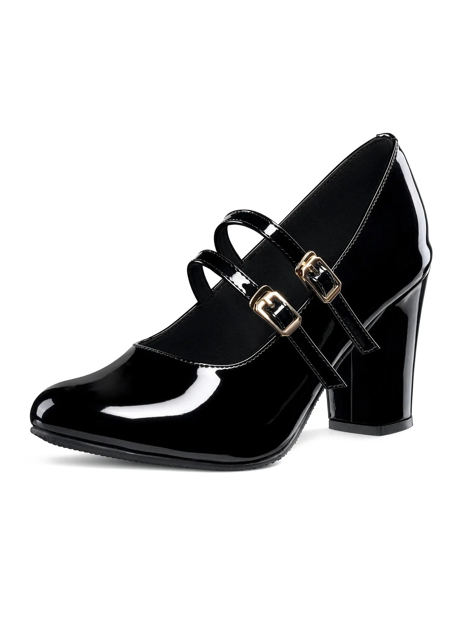 Women's Black Luxury Comfort Block Heel Sandals
