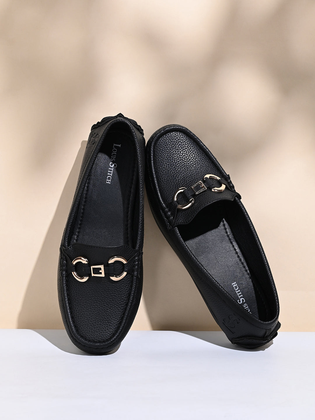 Women's Black Premium Solid Slip-On Casual Loafers