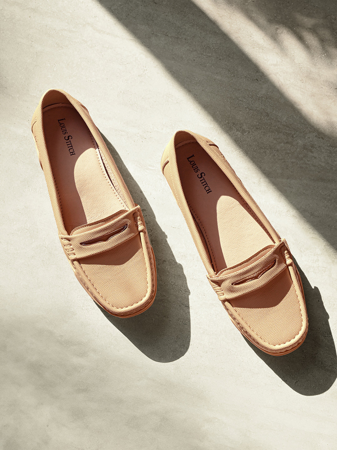 Women's Beige Premium Solid Slip-On Casual Loafers