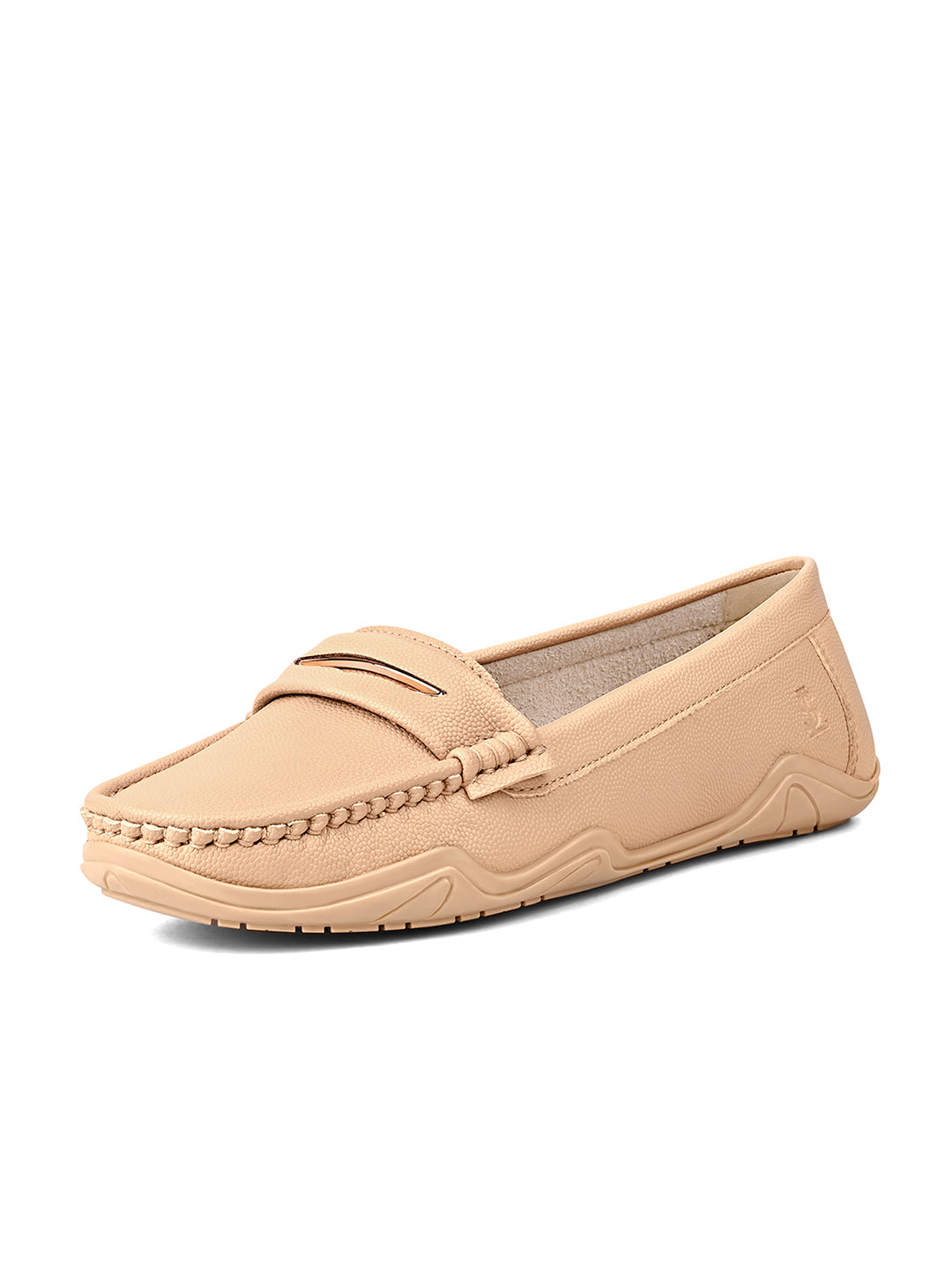 Women's Beige Premium Solid Slip-On Casual Loafers