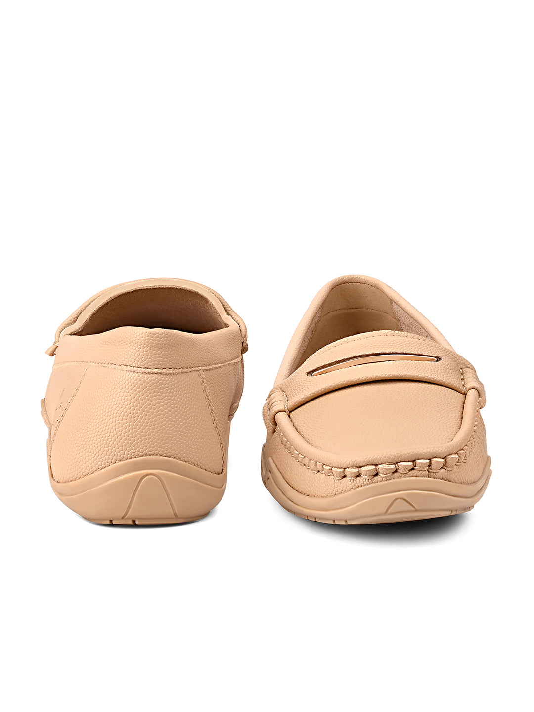 Women's Beige Premium Solid Slip-On Casual Loafers