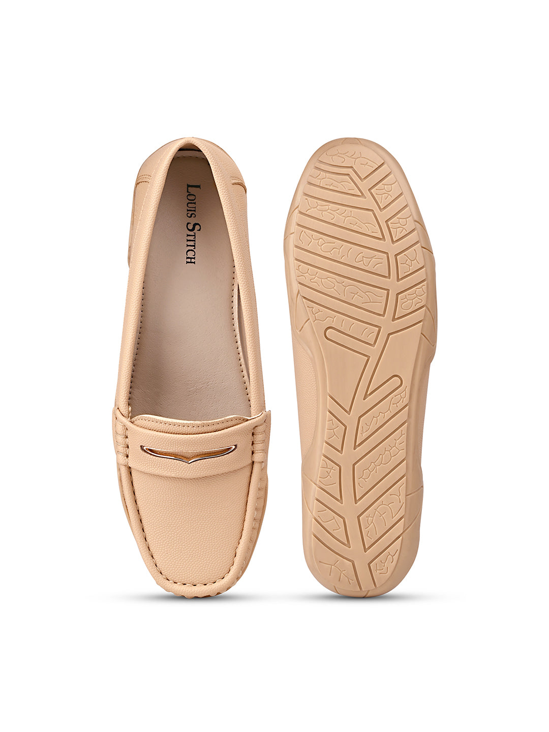 Women's Beige Premium Solid Slip-On Casual Loafers