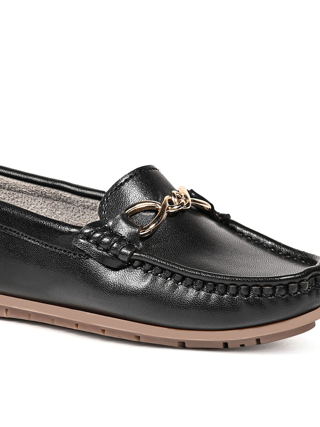 Women's Black Premium Solid Slip-On Casual Loafers