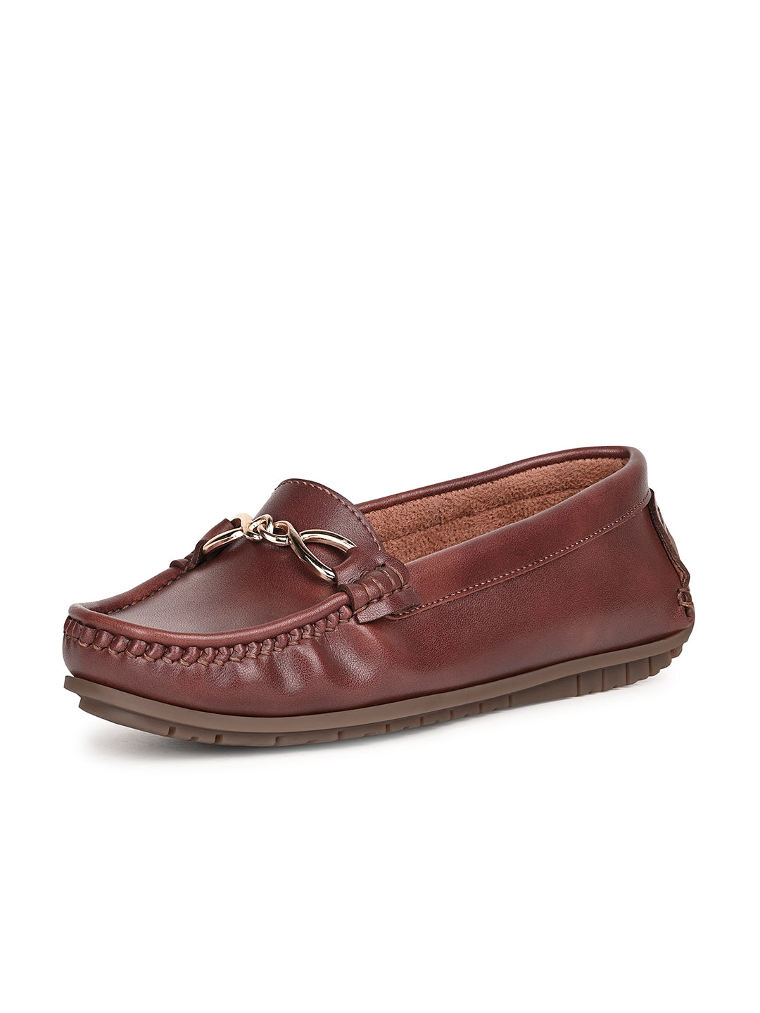 Women's Tan Premium Solid Slip-On Casual Loafers