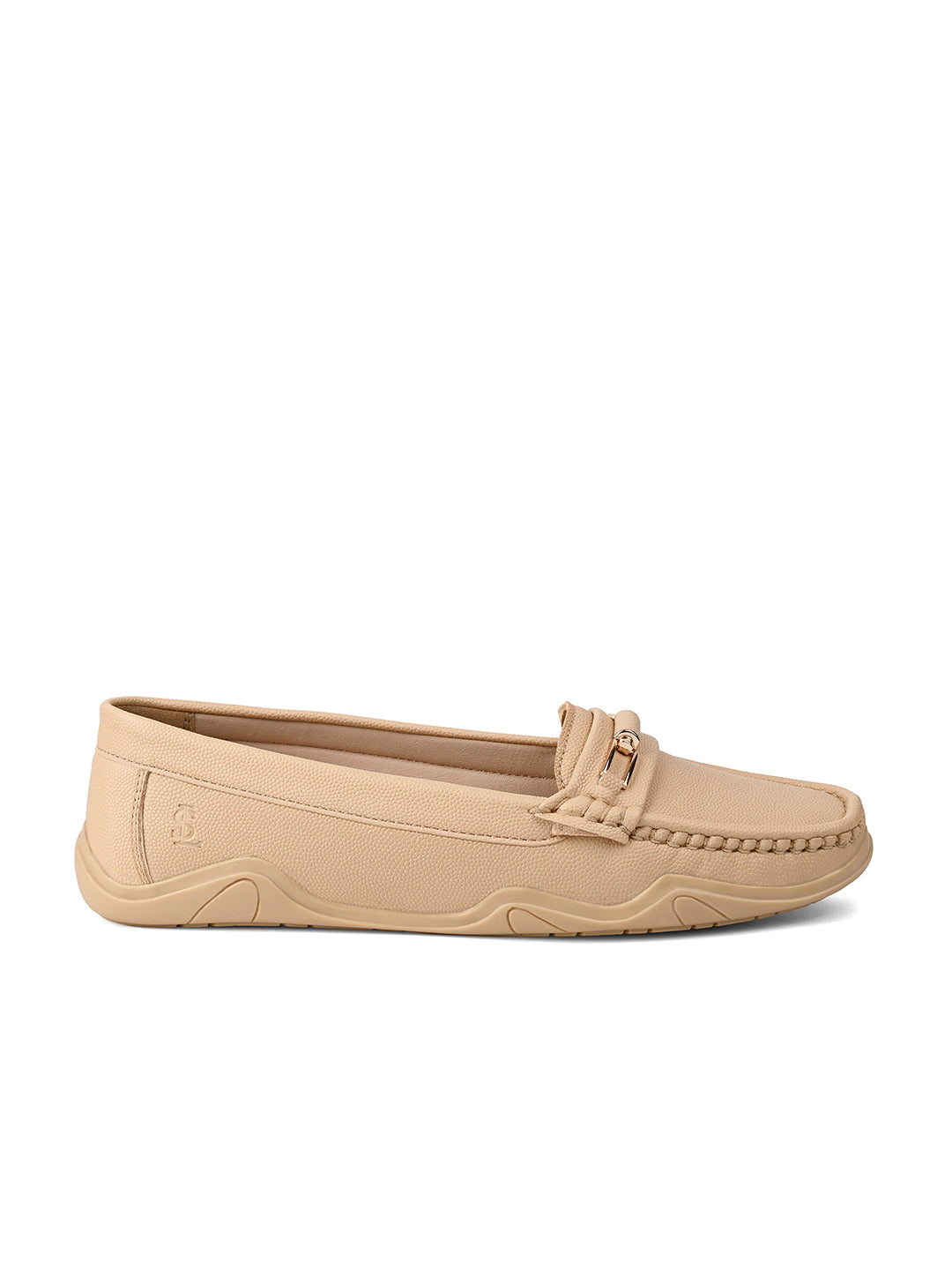 Women's Beige Premium Solid Slip-On Casual Loafers