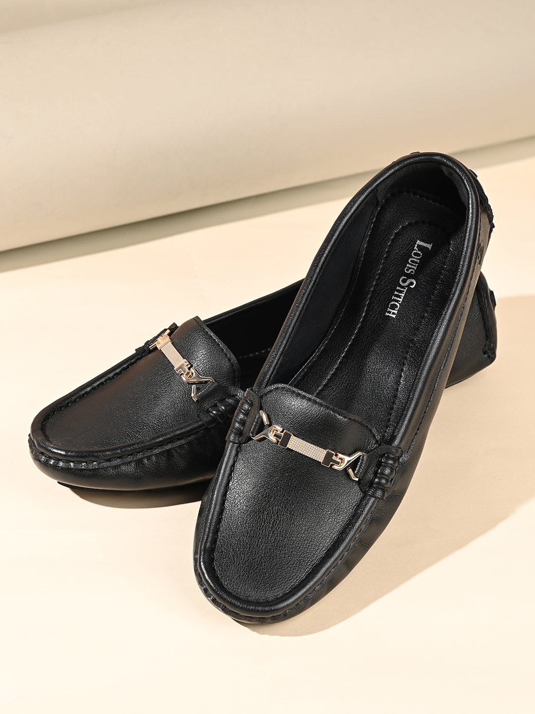 Women's Black Premium Solid Slip-On Casual Loafers