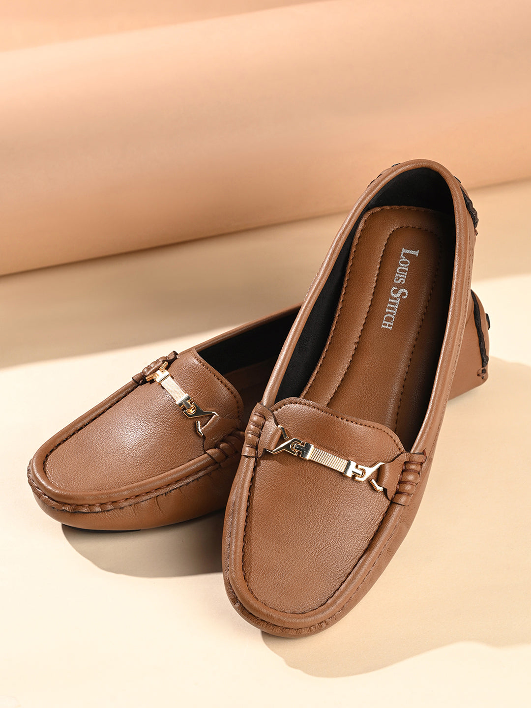 Women's Tan Premium Solid Slip-On Casual Loafers