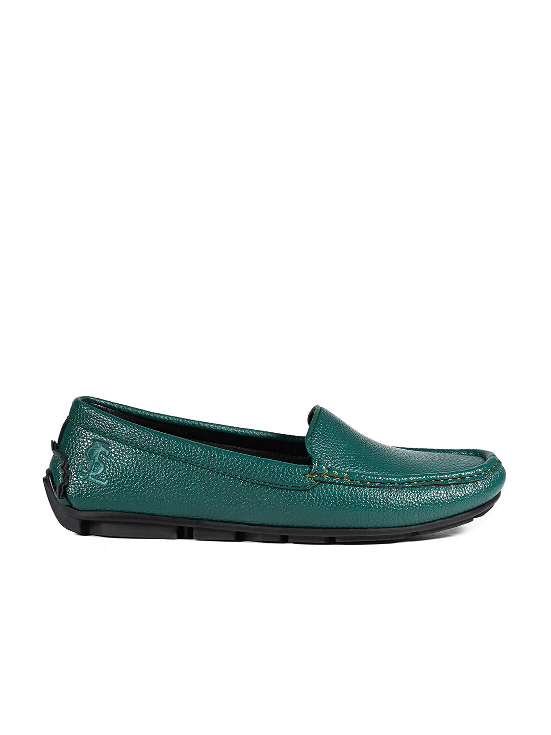 Women's Peacock Blue Premium Solid Slip-On Casual Loafers