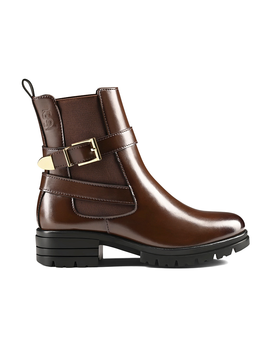 Espresso Brown High Ankle Slip-On Long Boots with Buckle
