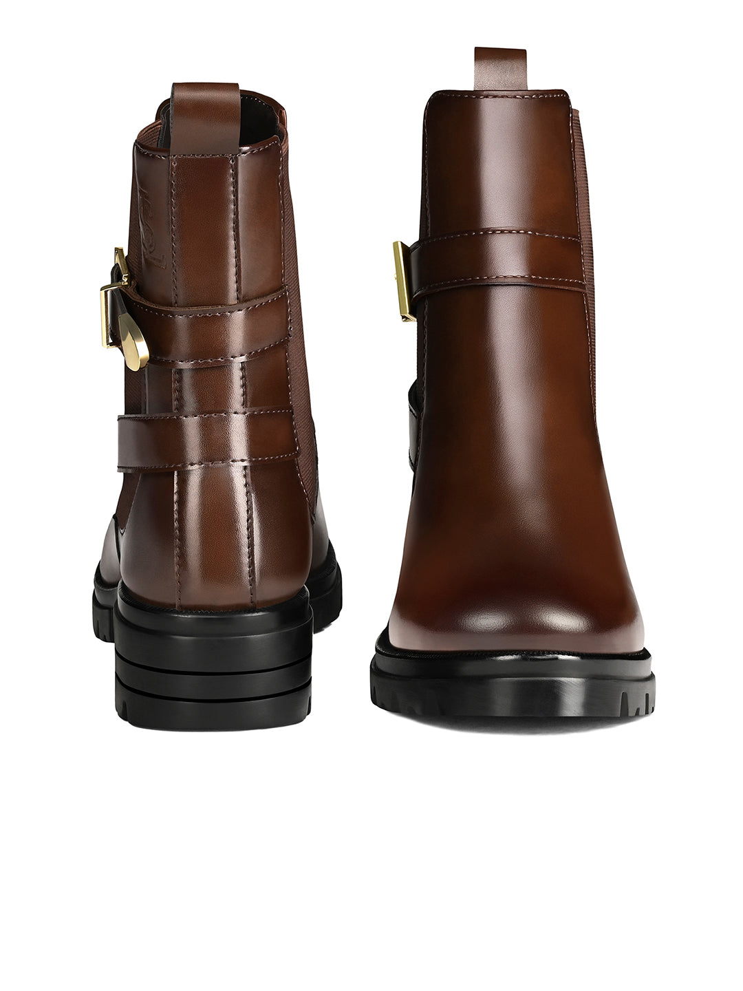 Espresso Brown High Ankle Slip-On Long Boots with Buckle