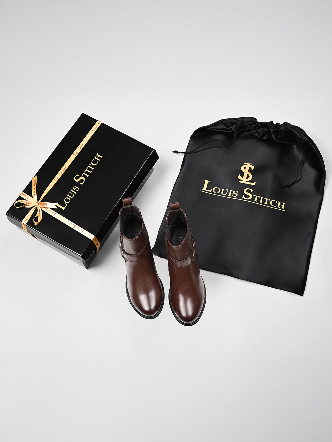 Espresso Brown High Ankle Round Buckle Slip-On Long Boots