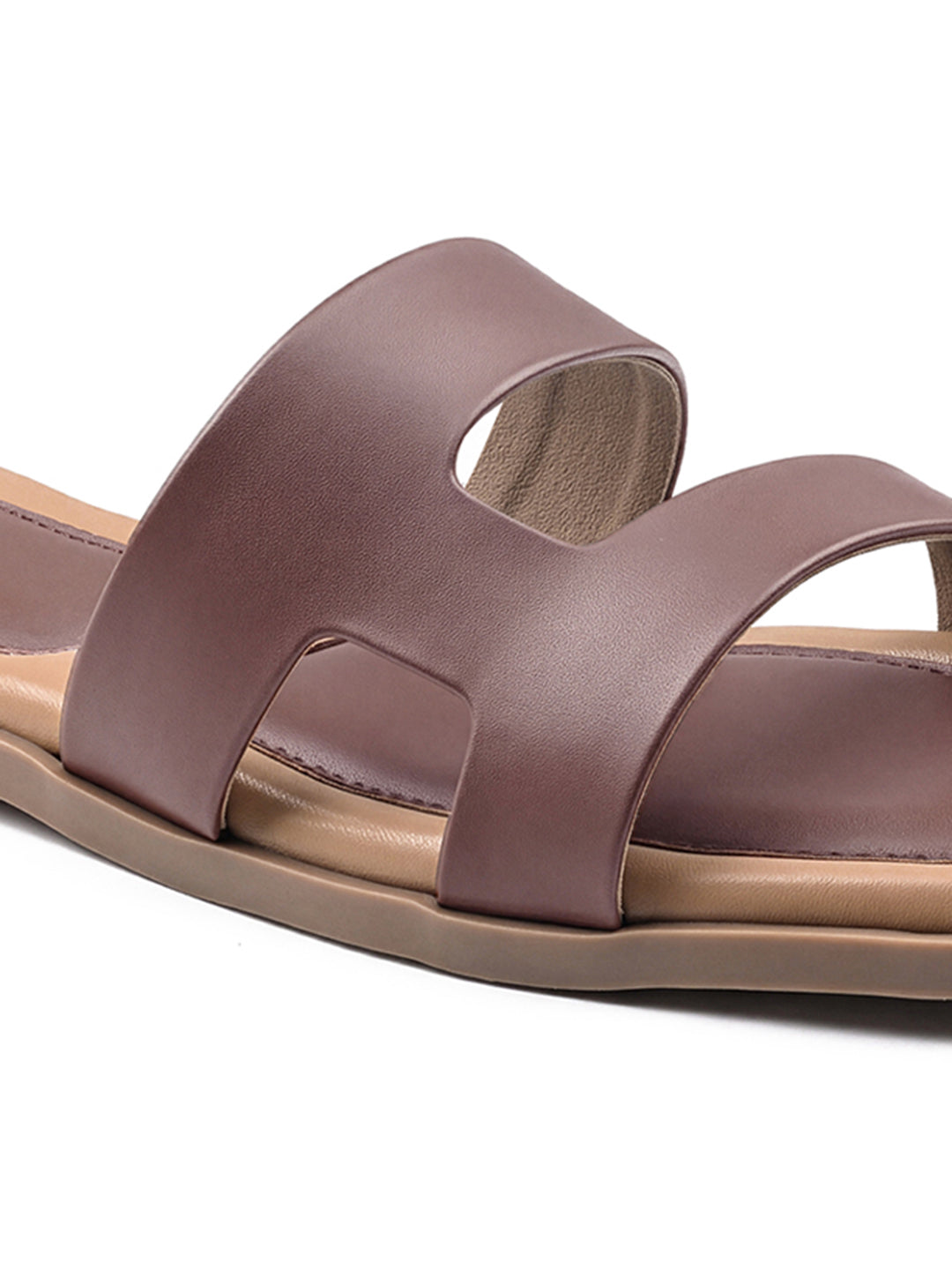 Women's Cocoa Brown Chic Dual-Strap Flat Sandals