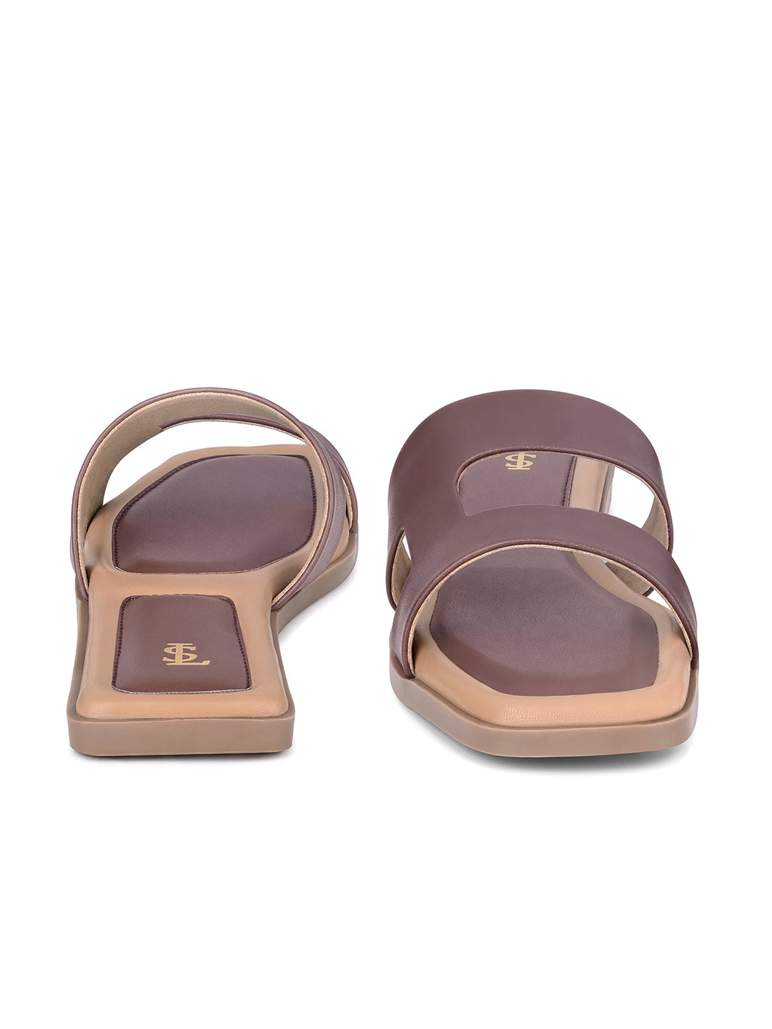 Women's Cocoa Brown Chic Dual-Strap Flat Sandals