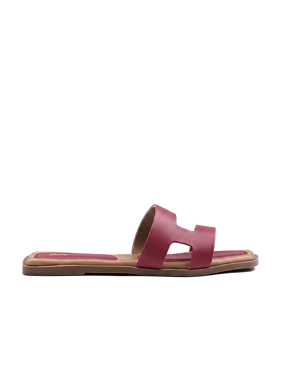 Women's Deep Crimson Chic Dual-Strap Flat Sandals