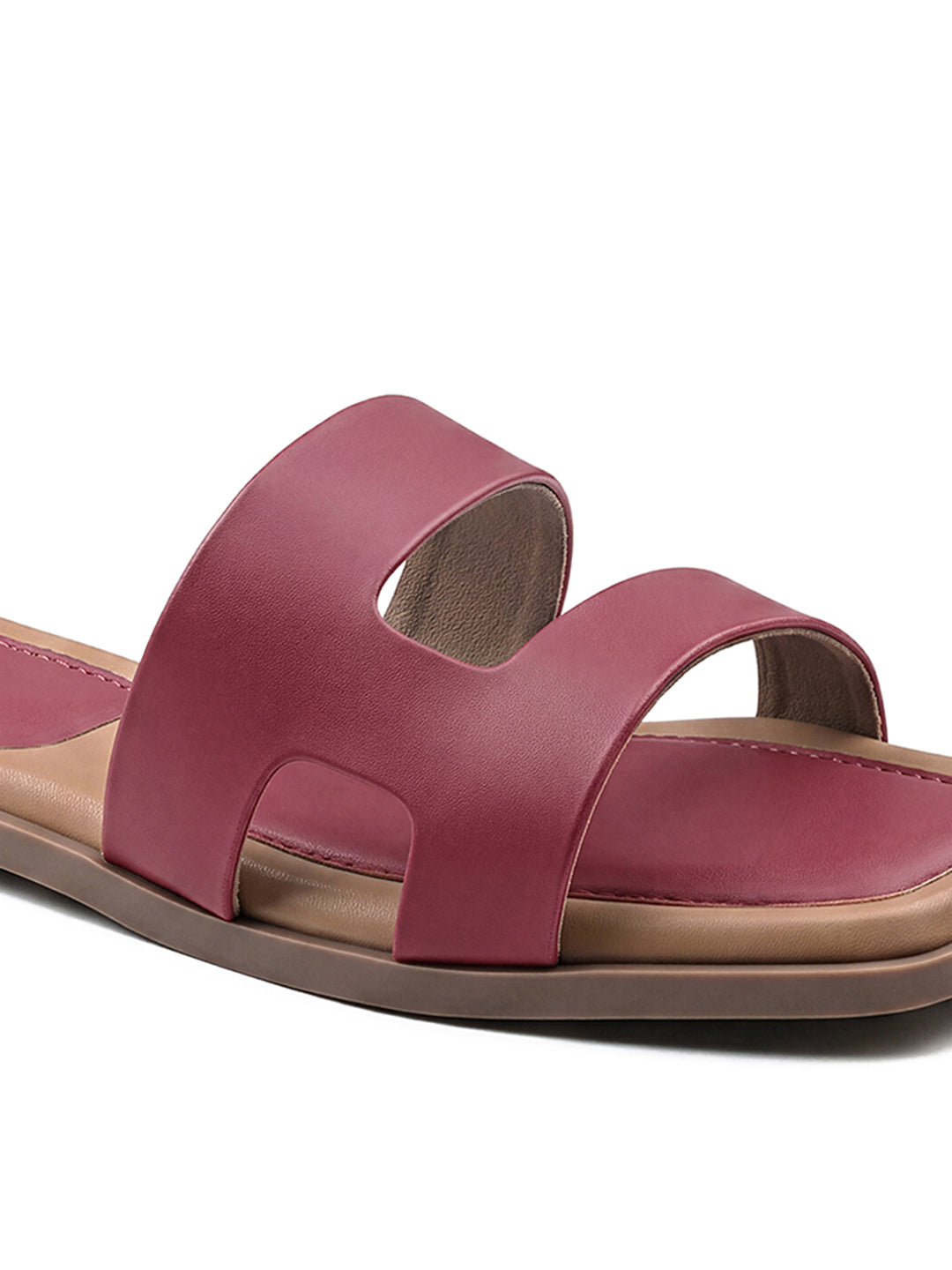 Women's Deep Crimson Chic Dual-Strap Flat Sandals
