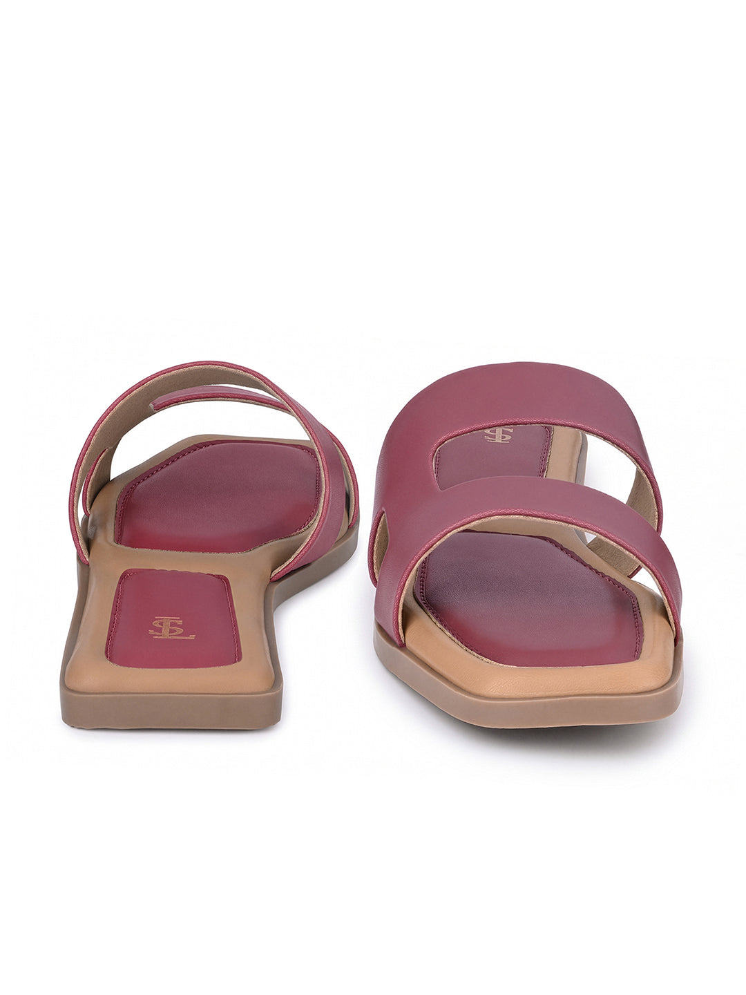 Women's Deep Crimson Chic Dual-Strap Flat Sandals