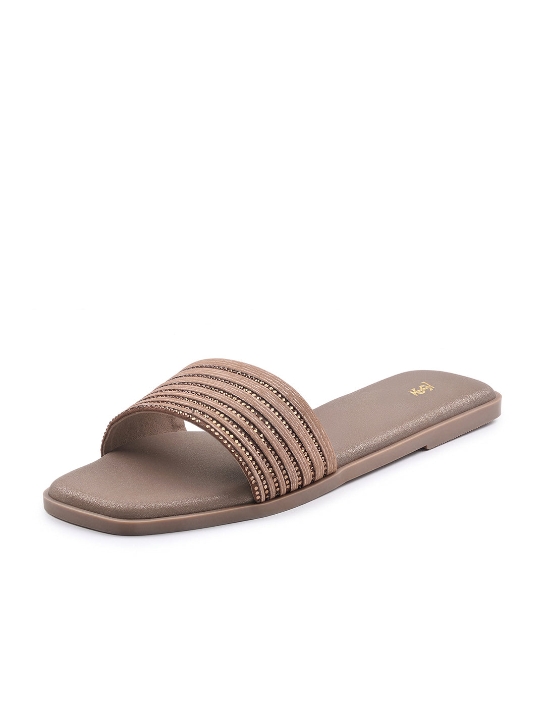 Women's Champagne Gold Elegant Flat Sandals