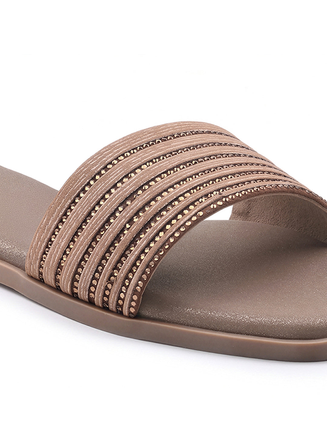 Women's Champagne Gold Elegant Flat Sandals