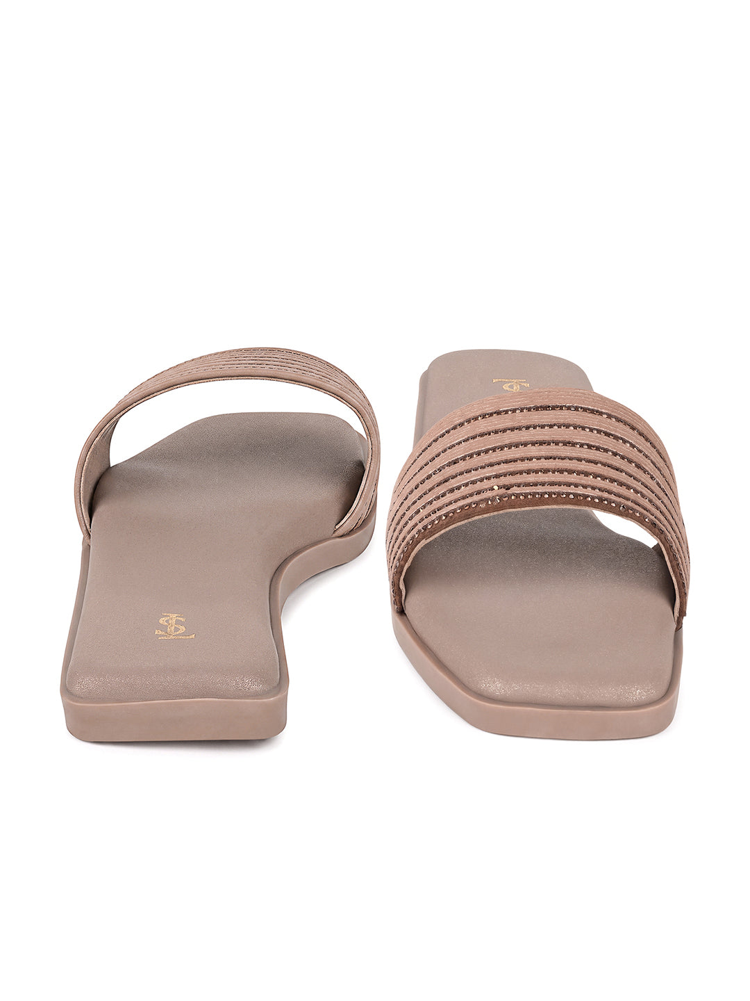 Women's Champagne Gold Elegant Flat Sandals