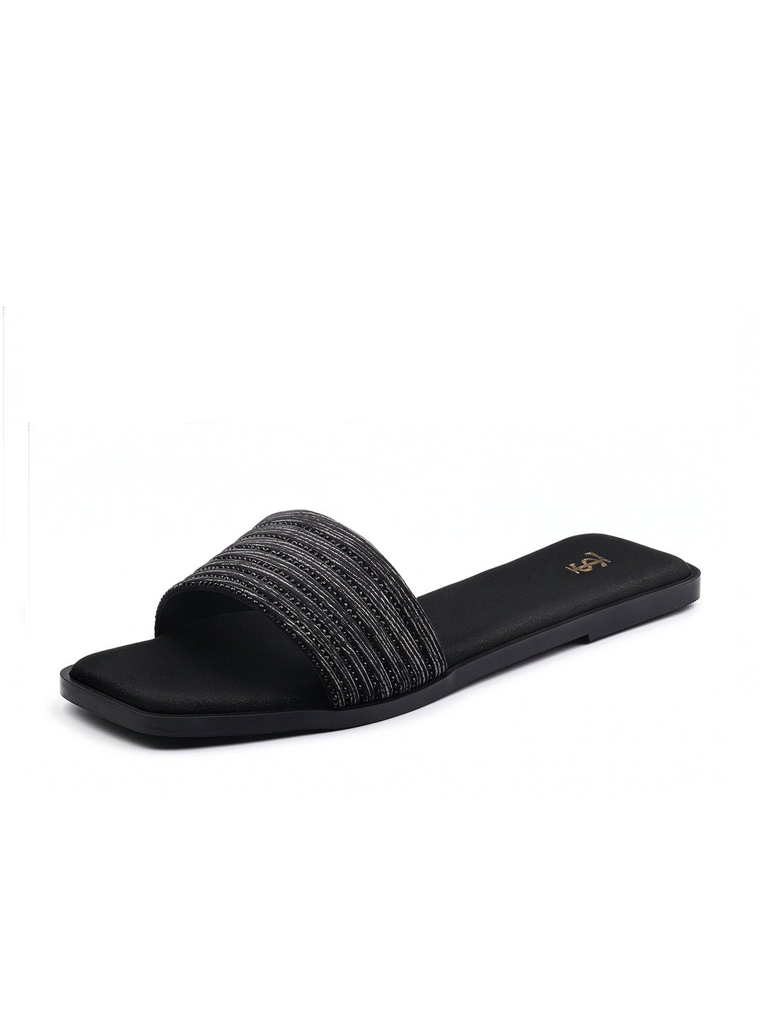 Women's Stardust Black Elegant Flat Sandals