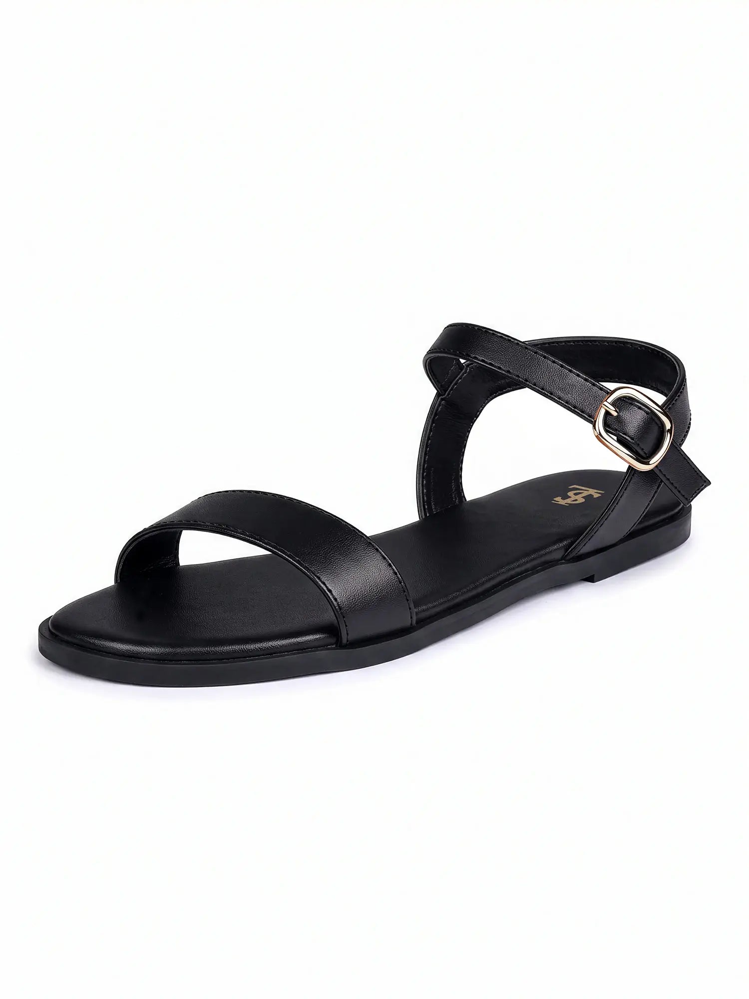 Women's Black Slip-On Flat Sandals