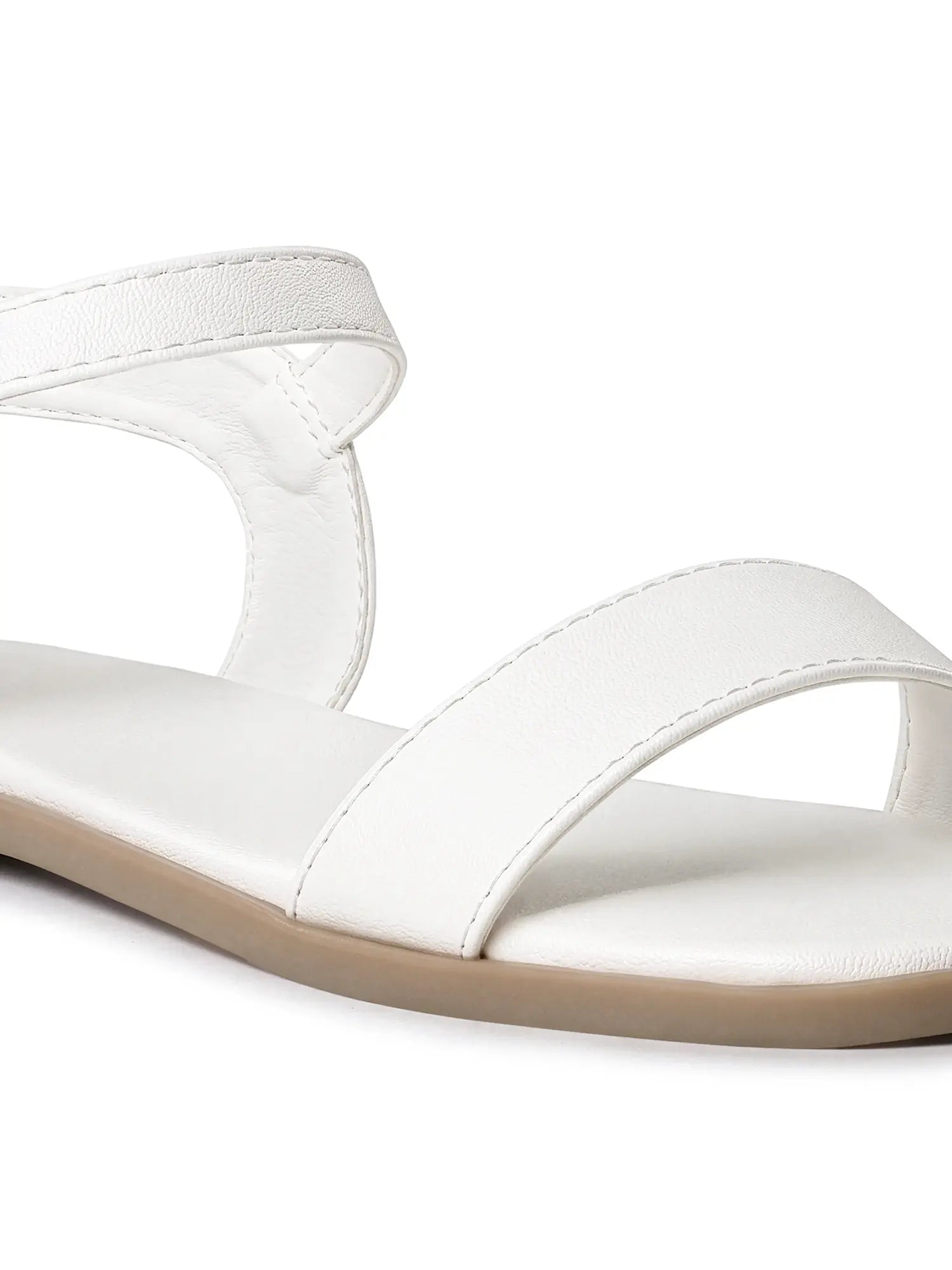 Women's White Slip-On Flat Sandals