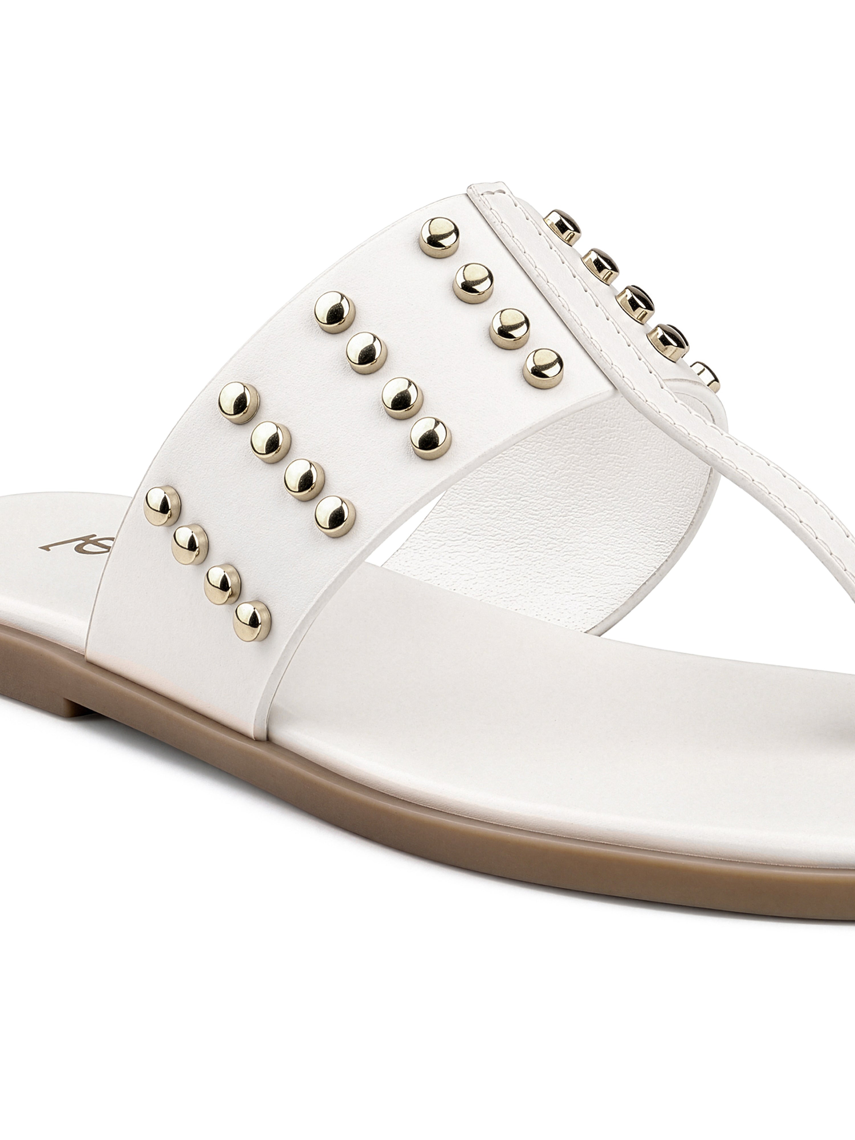 Women's White Toe-Ring Embellished Beads Sandals