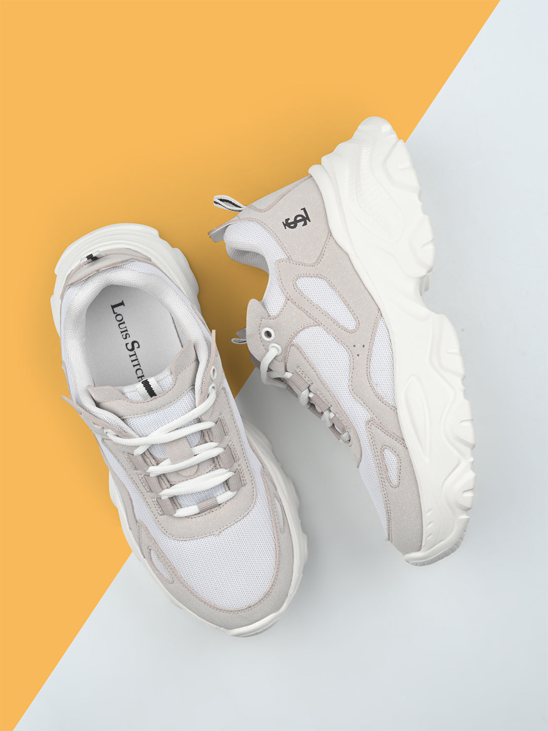 Beige and White Comfortable Women Sneakers