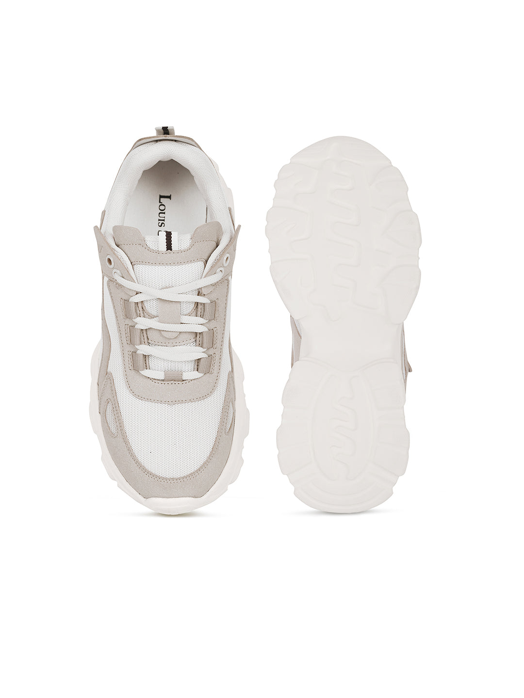 Beige and White Comfortable Women Sneakers