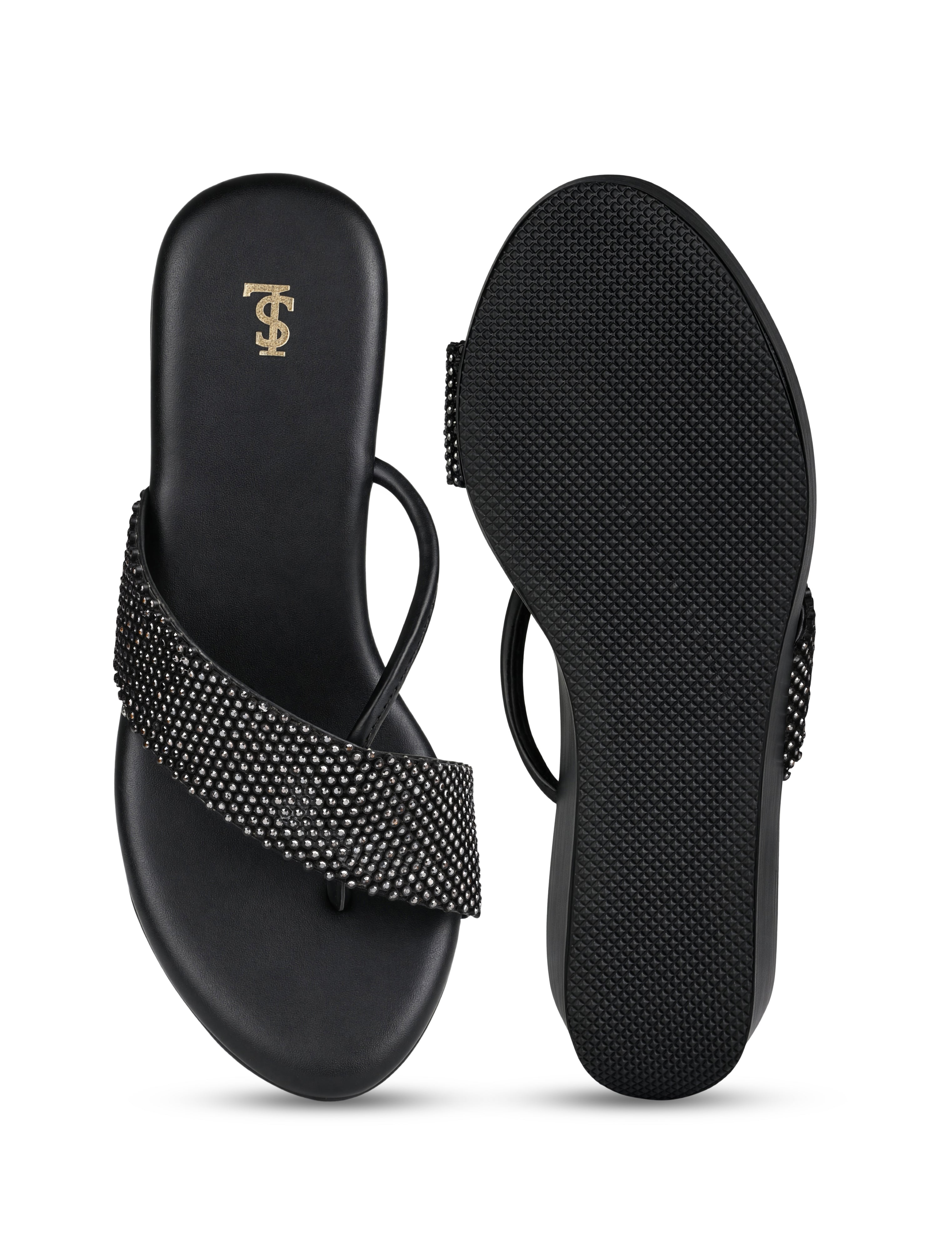 Women's Black Luxury Wedge Heel Sandals