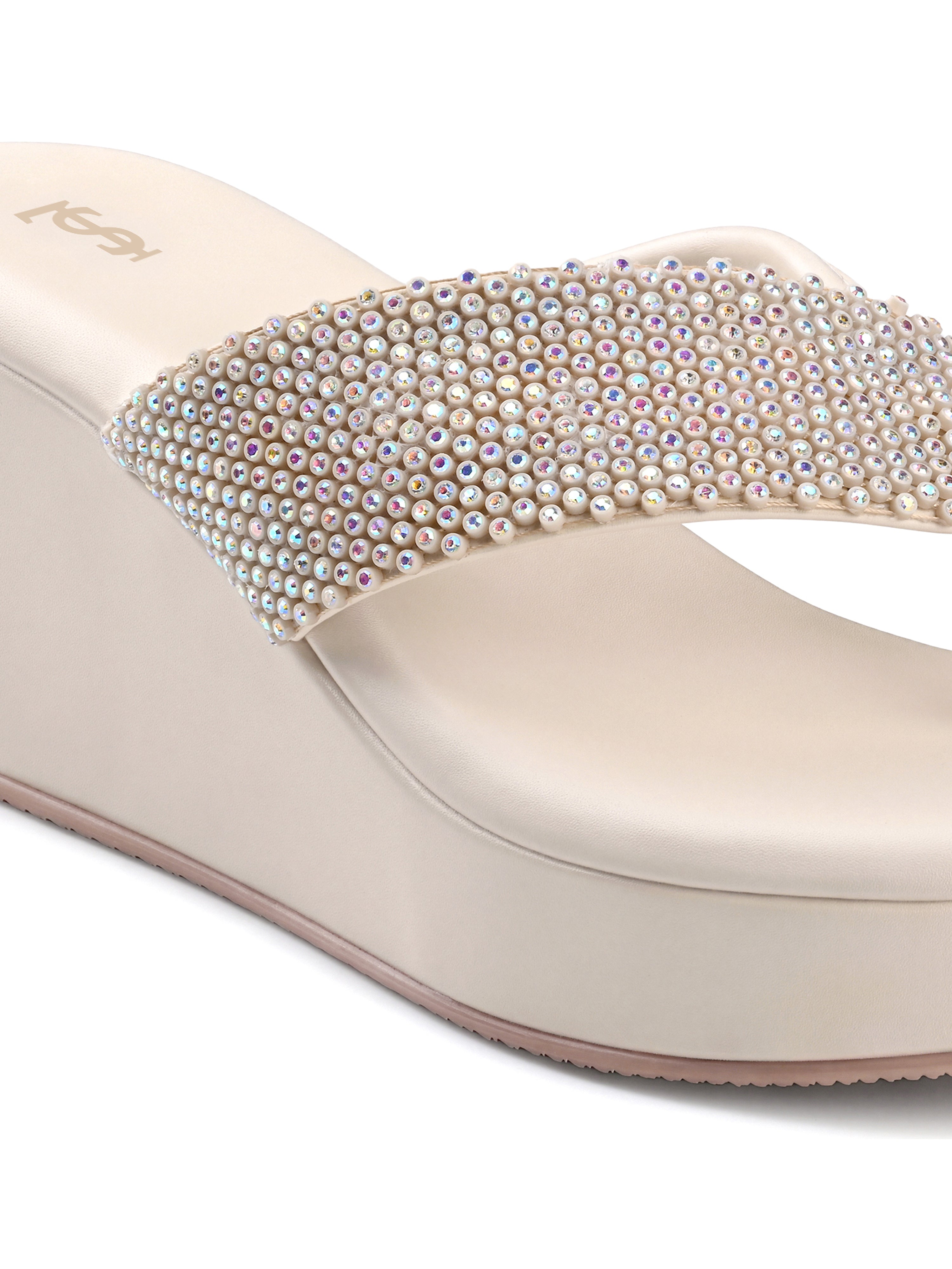 Women's White Luxury Wedge Heel Sandals