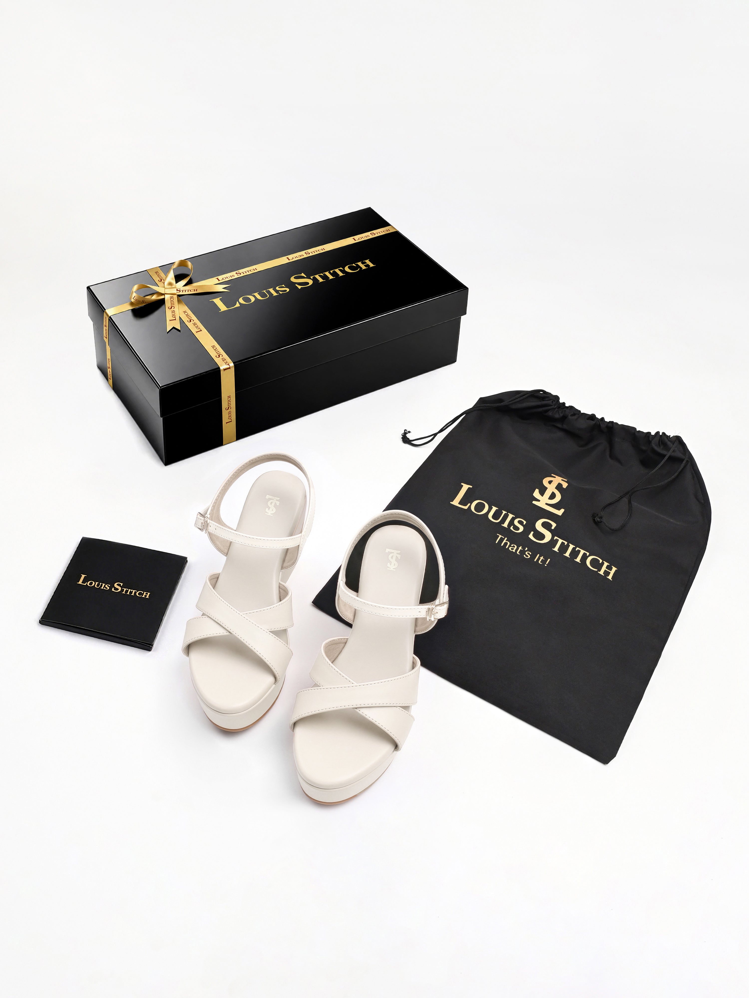 Women's White Cross-Strap Wedge Heel Sandals