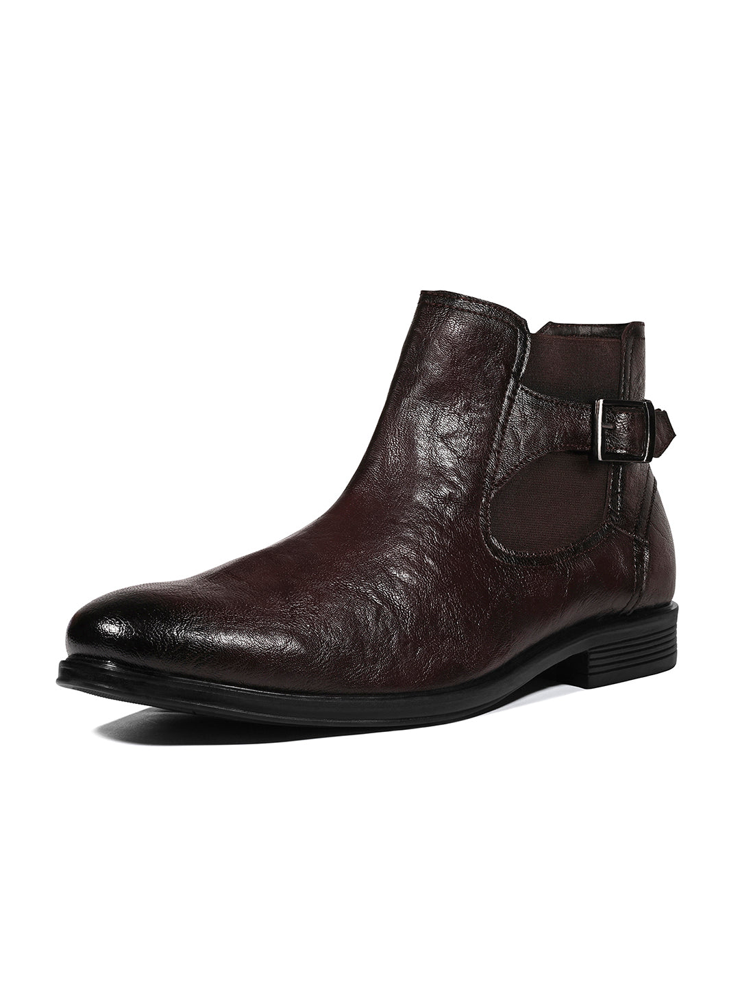 Shrunken Brown Mid-Top Ankle Shrunken Chelsea Boots