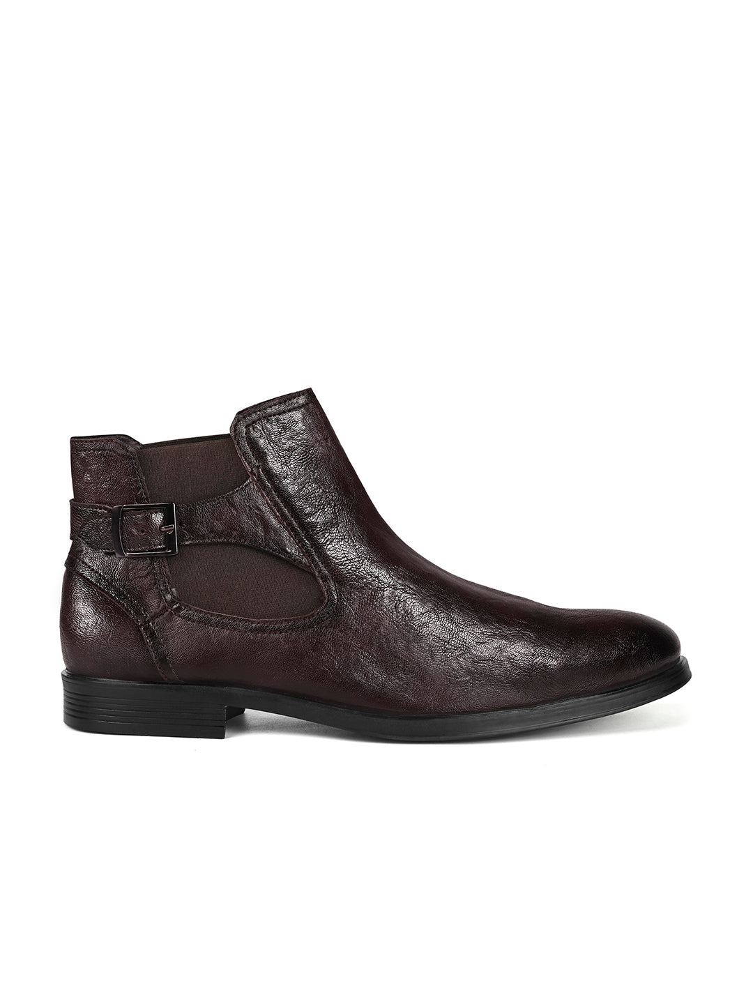 Shrunken Brown Mid-Top Ankle Shrunken Chelsea Boots