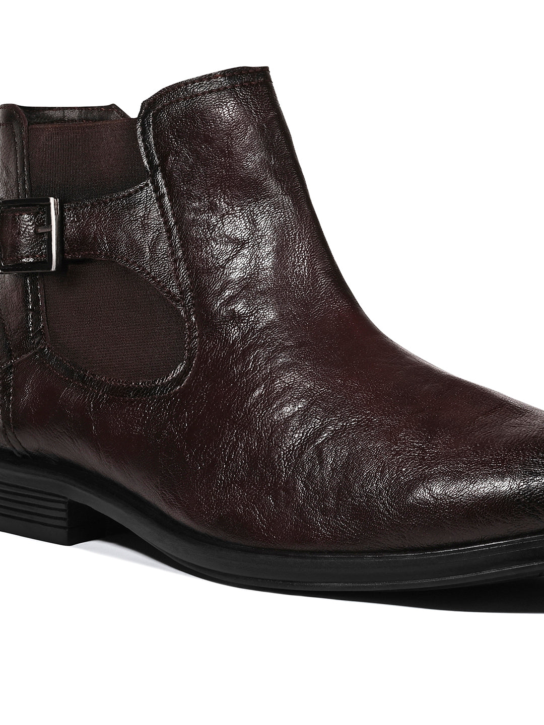 Shrunken Brown Mid-Top Ankle Shrunken Chelsea Boots