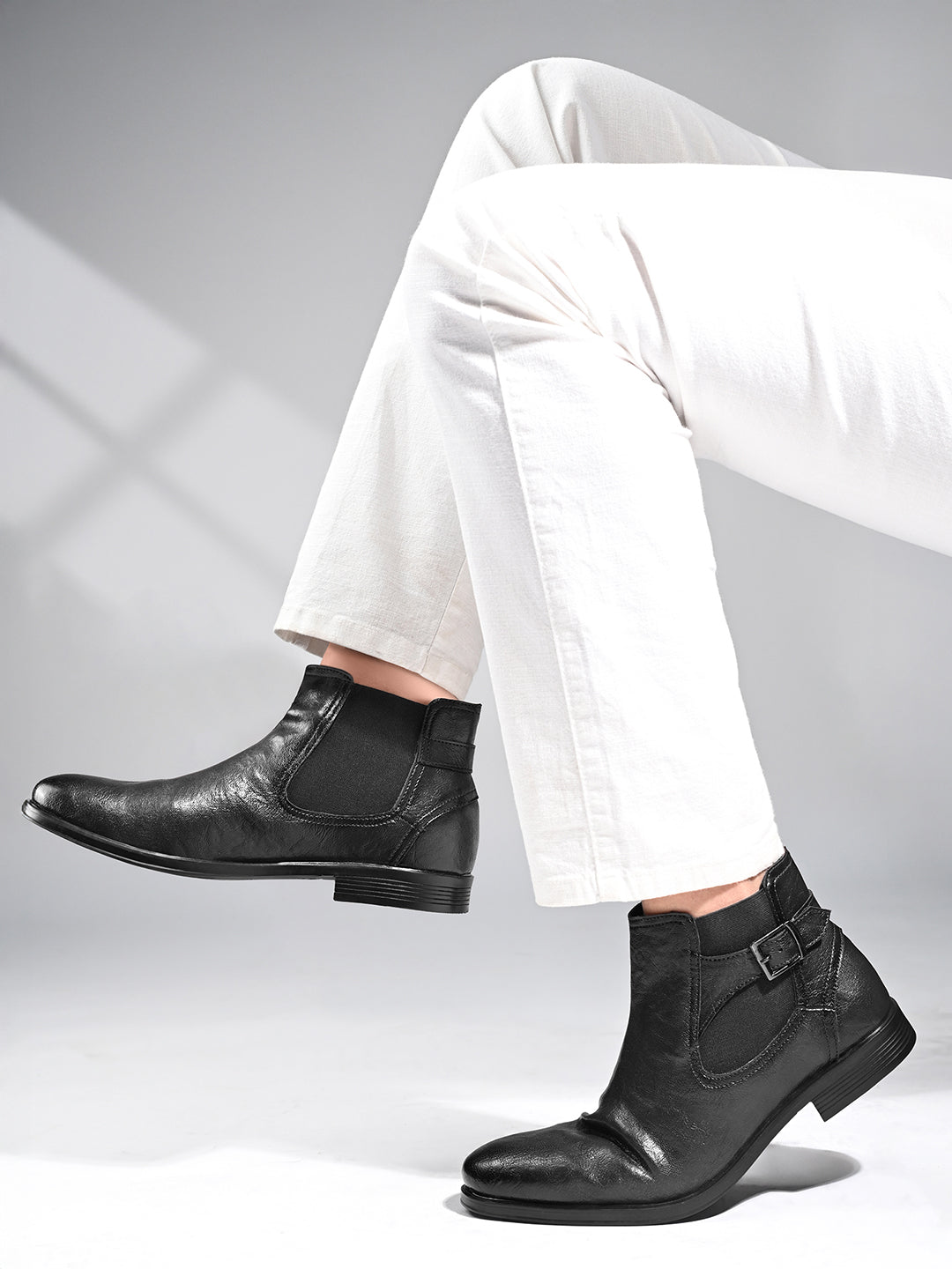 Obsidian Black Mid-Top Ankle Shrunken Chelsea Boots