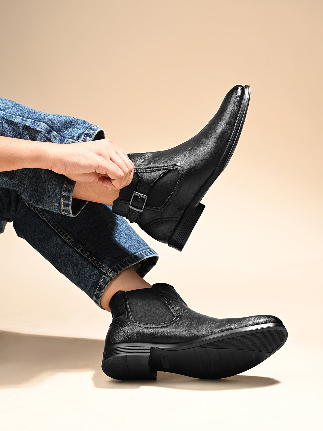Jet Black Mid-Top Ankle Shrunken Chelsea Boots