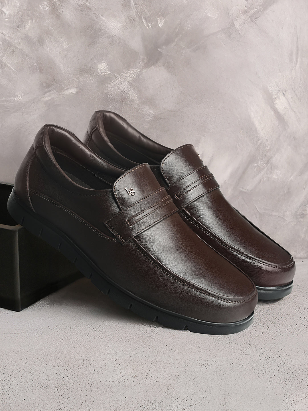 Brunette Brown Leather Comfortable Slip-On Moccasins