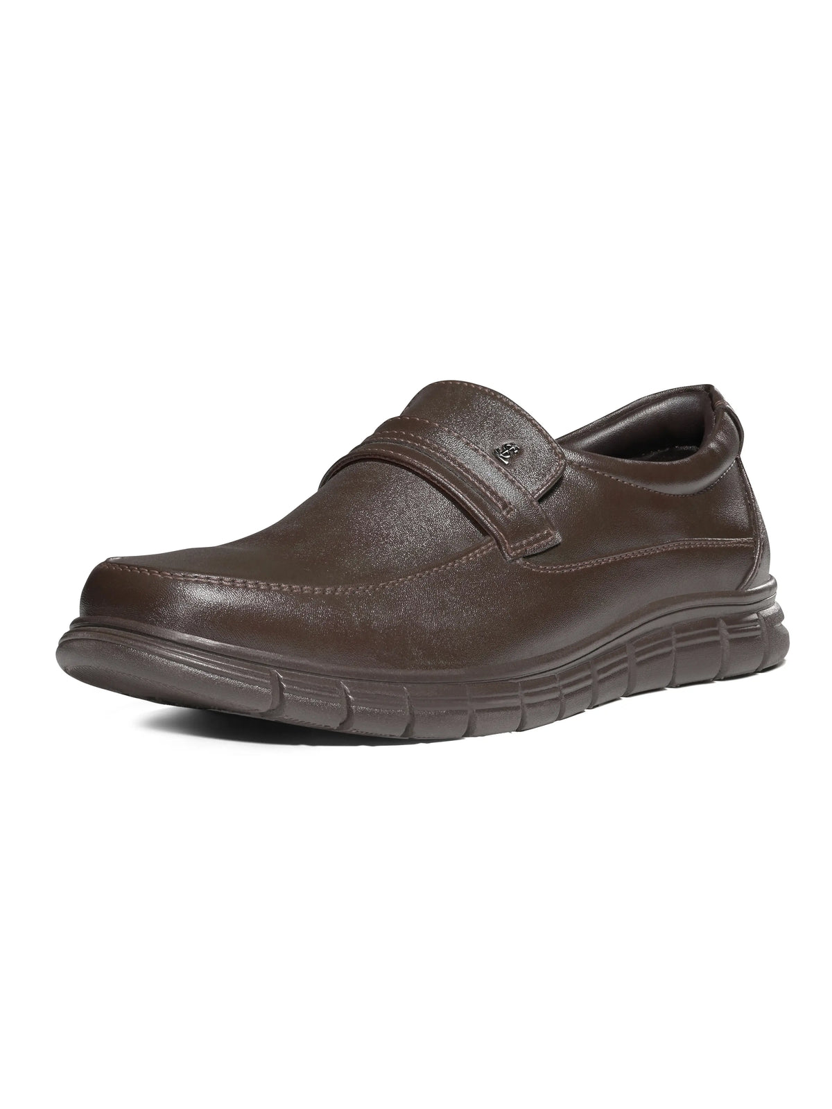 Brunette Brown Leather Comfortable Slip-On Moccasin