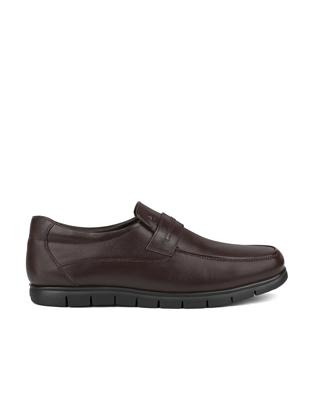 Brunette Brown Leather Comfortable Slip-On Moccasins