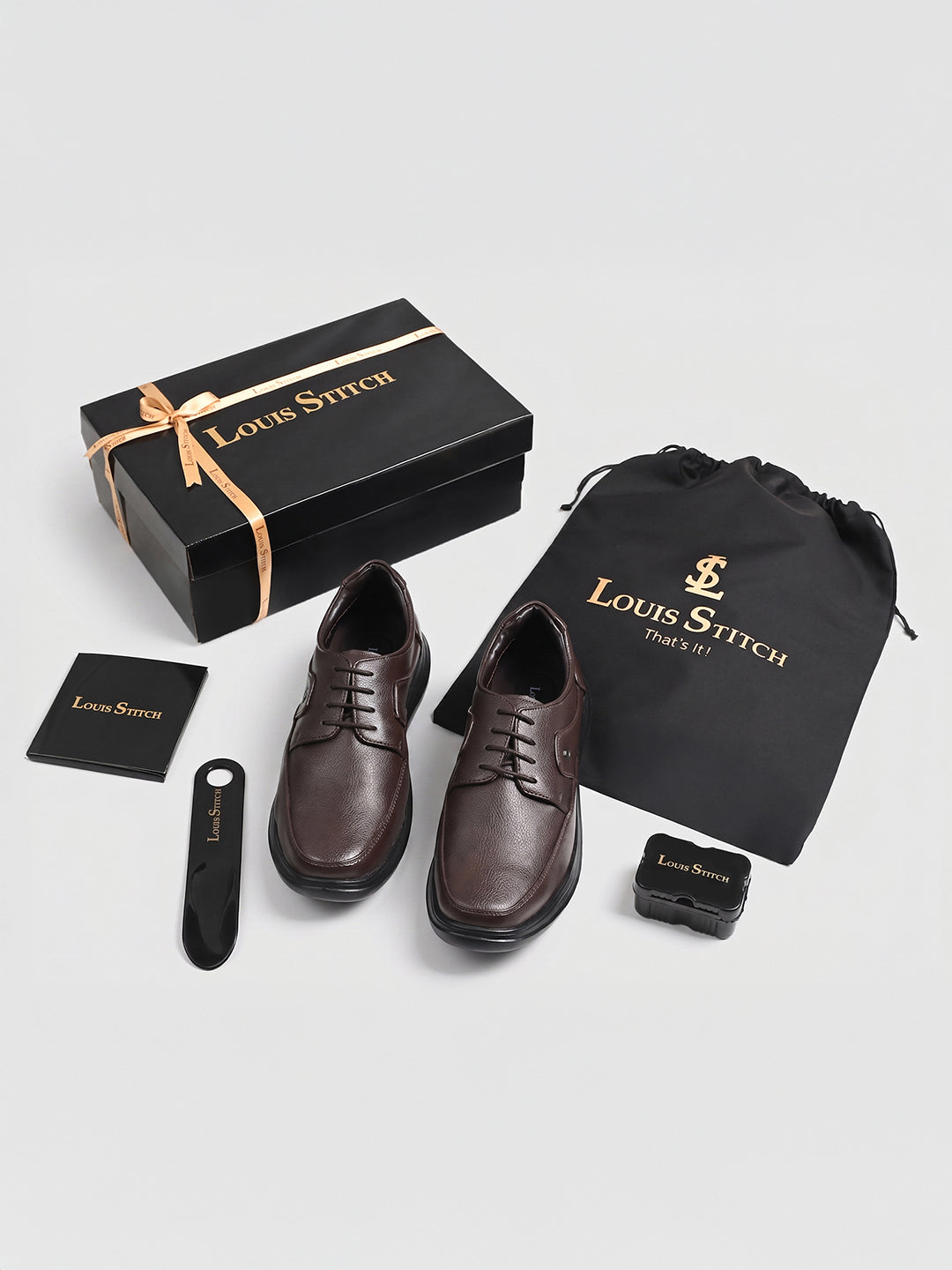 Brunette Brown Genuine Leather Ultra Lightweight Derby Shoes