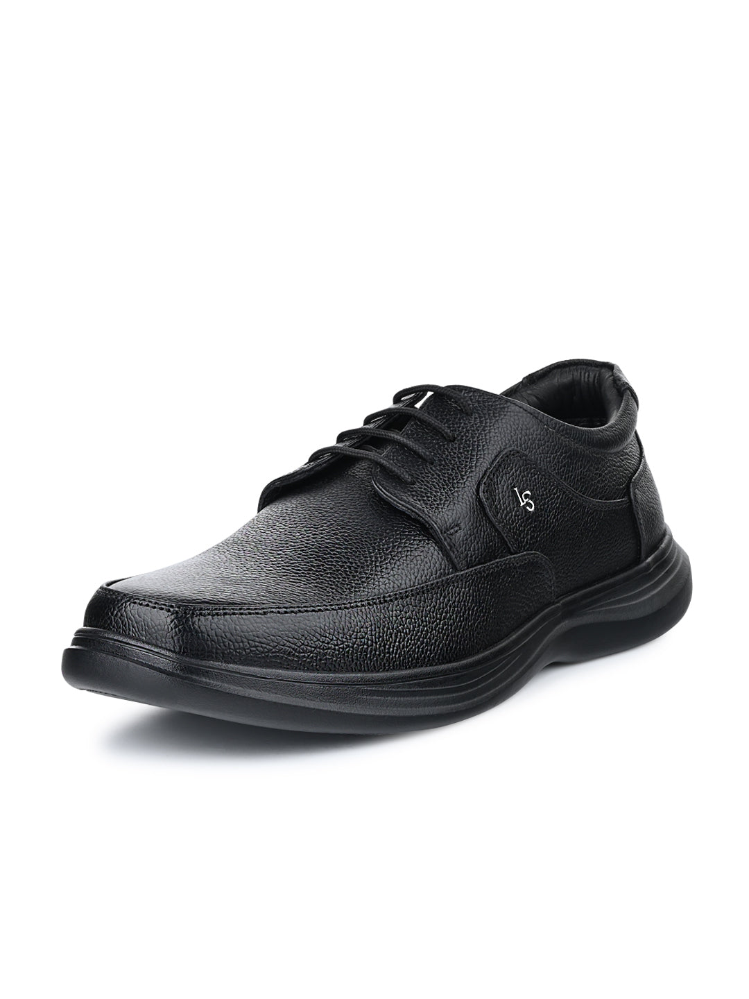 Jet Black Genuine Leather Ultra Lightweight Derby Shoes