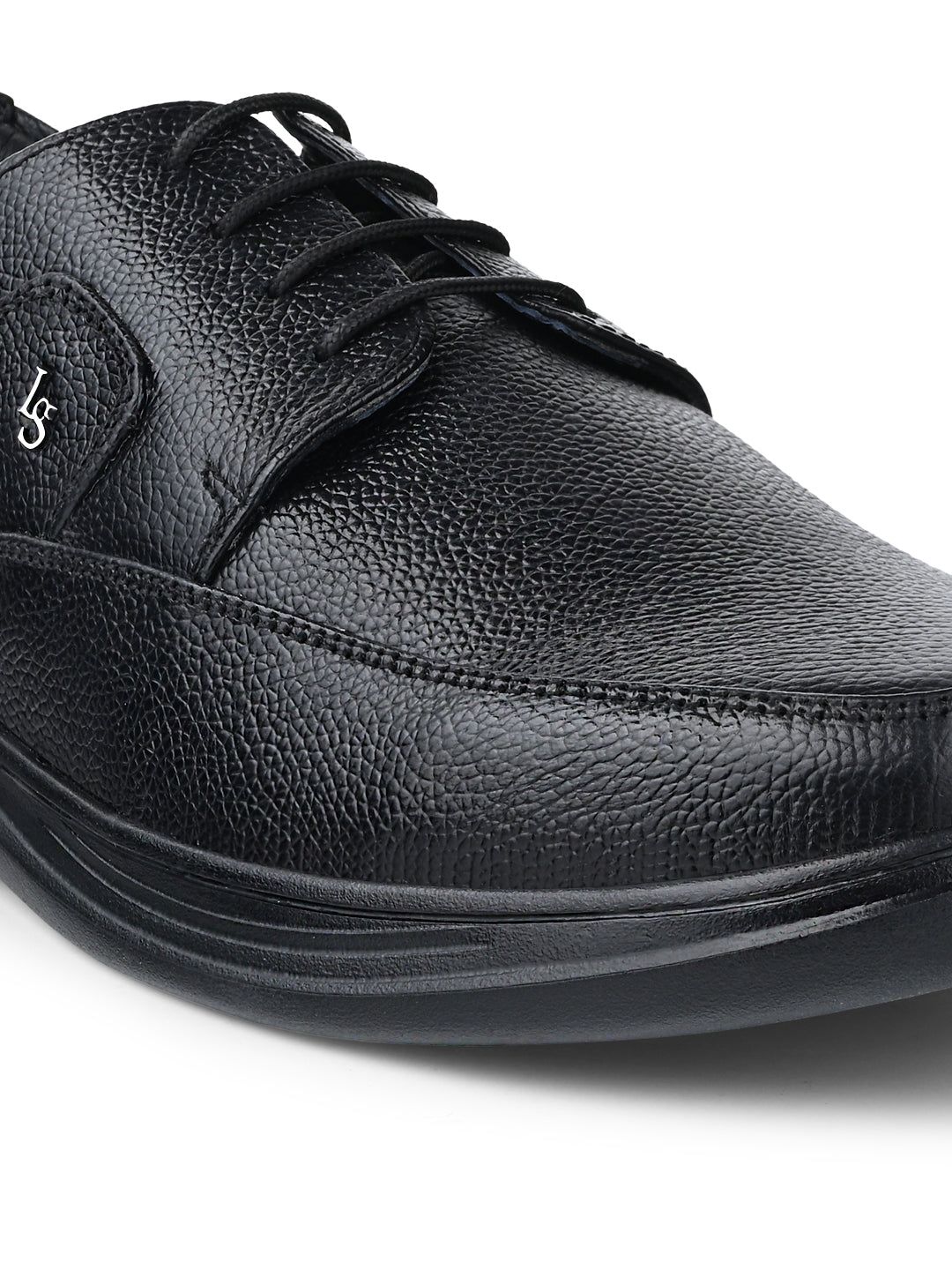 Jet Black Genuine Leather Ultra Lightweight Derby Shoes