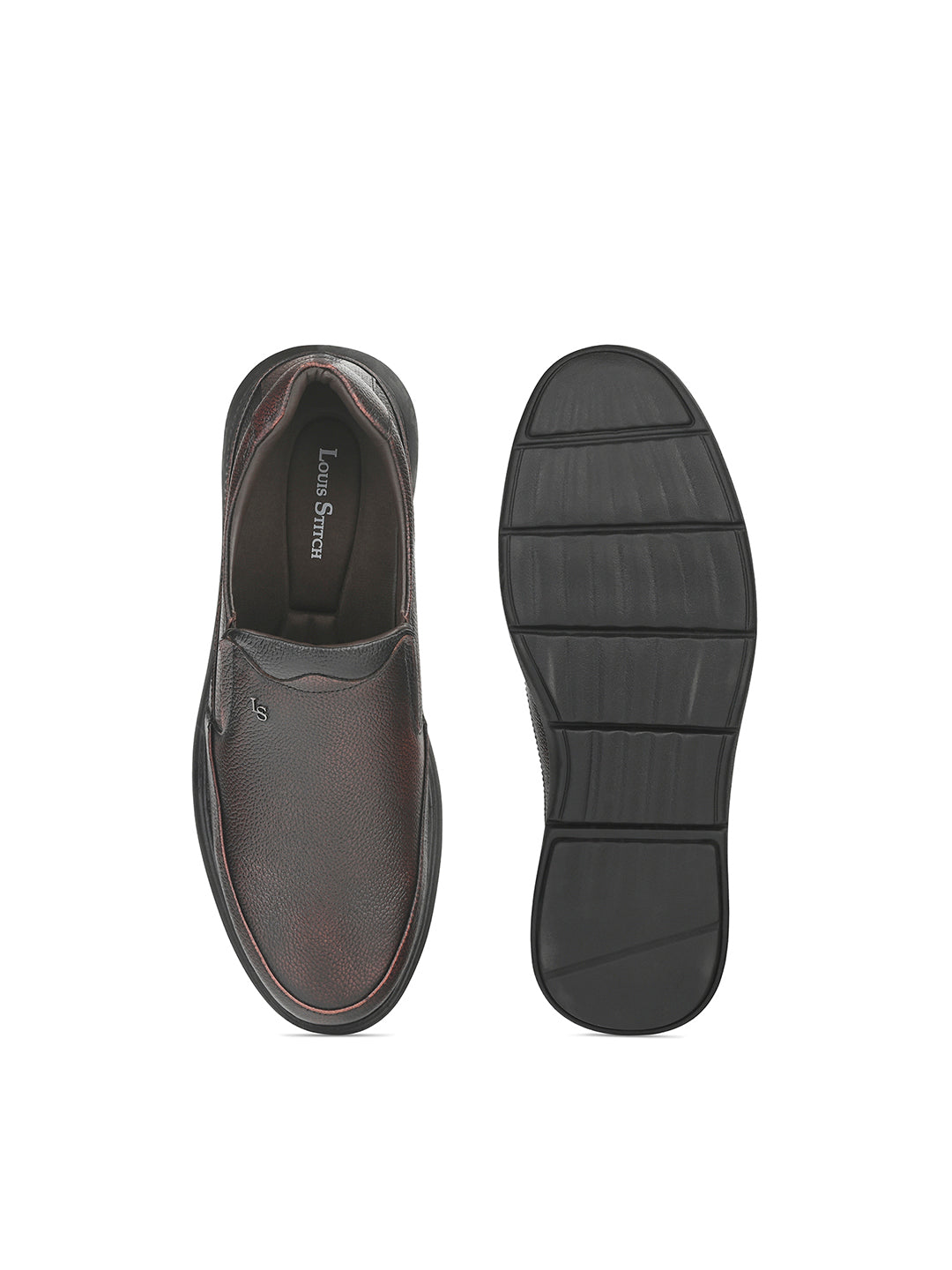 Brunette Brown Genuine Leather Slip-On Bernish Tone Moccasin Shoes