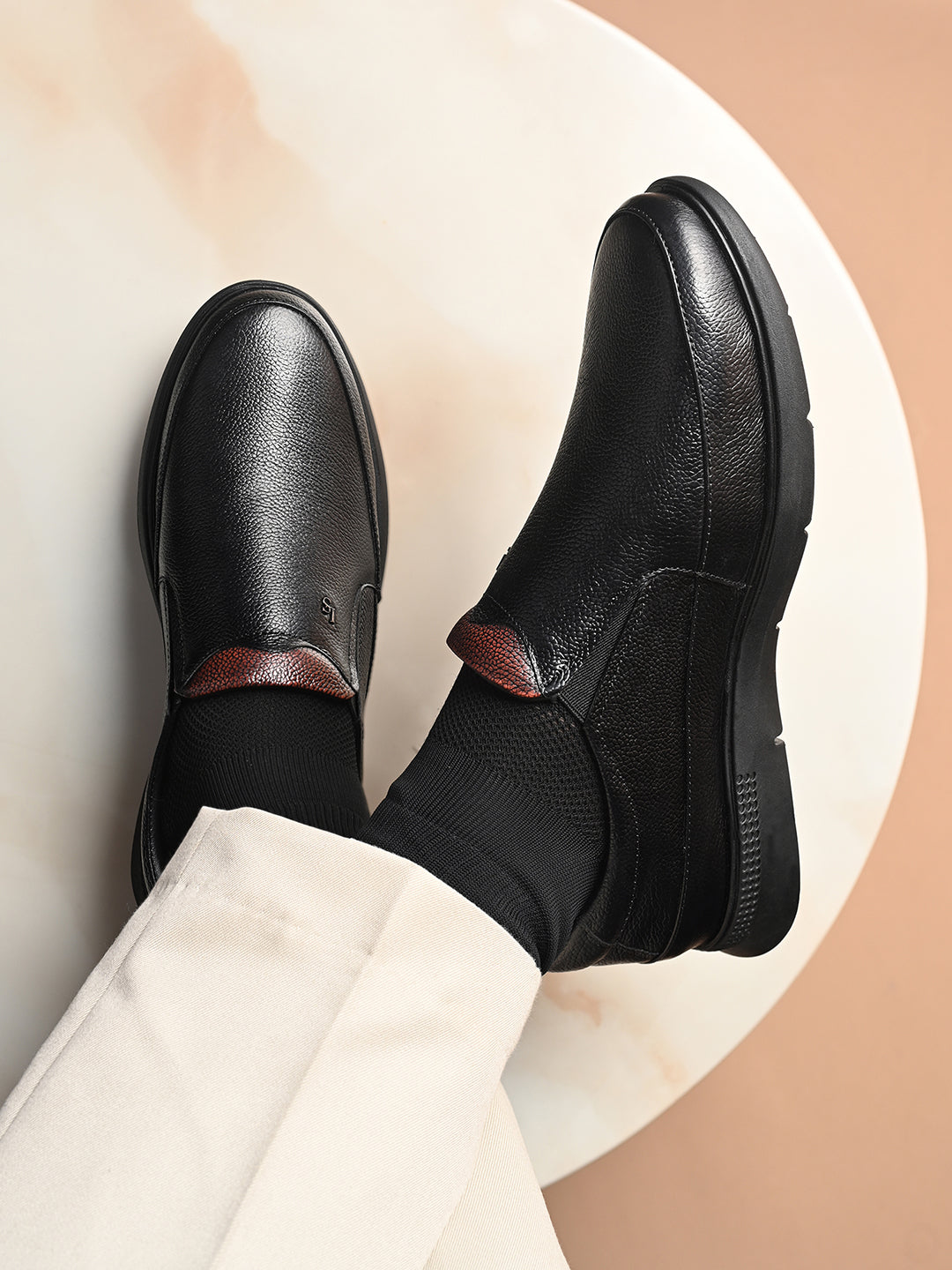 Jet Black Genuine Leather Slip-On Moccasin Shoes